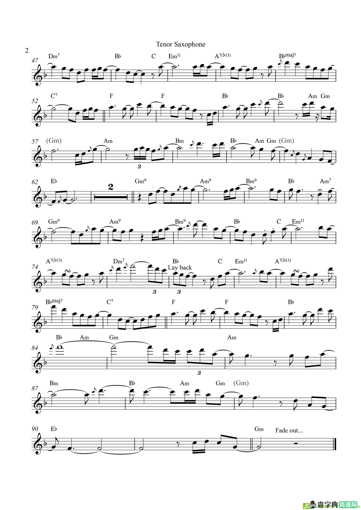 OneLastKiss（次中音萨克斯）萨克斯谱