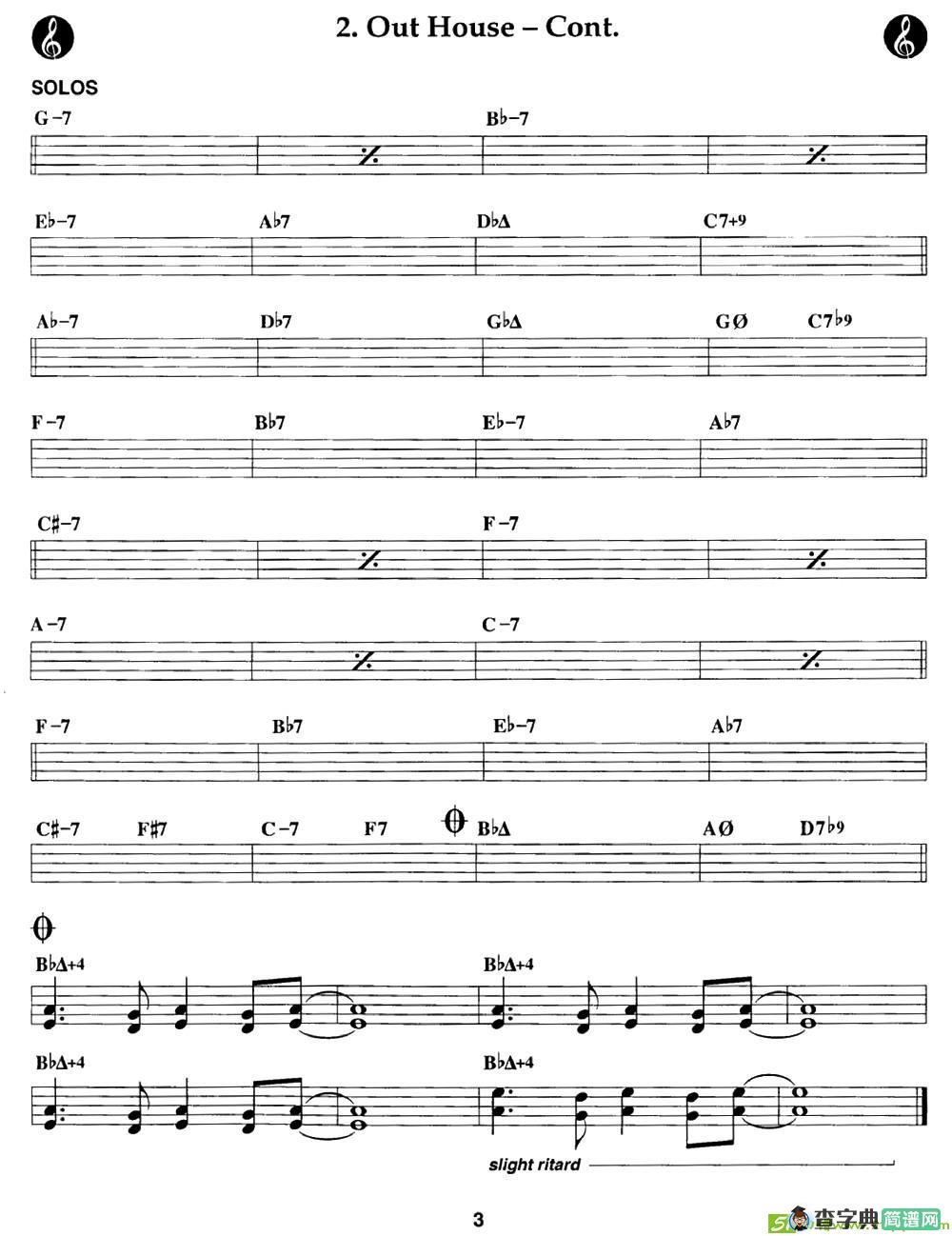 Out House - Cont.萨克斯曲谱(Jerry演唱)