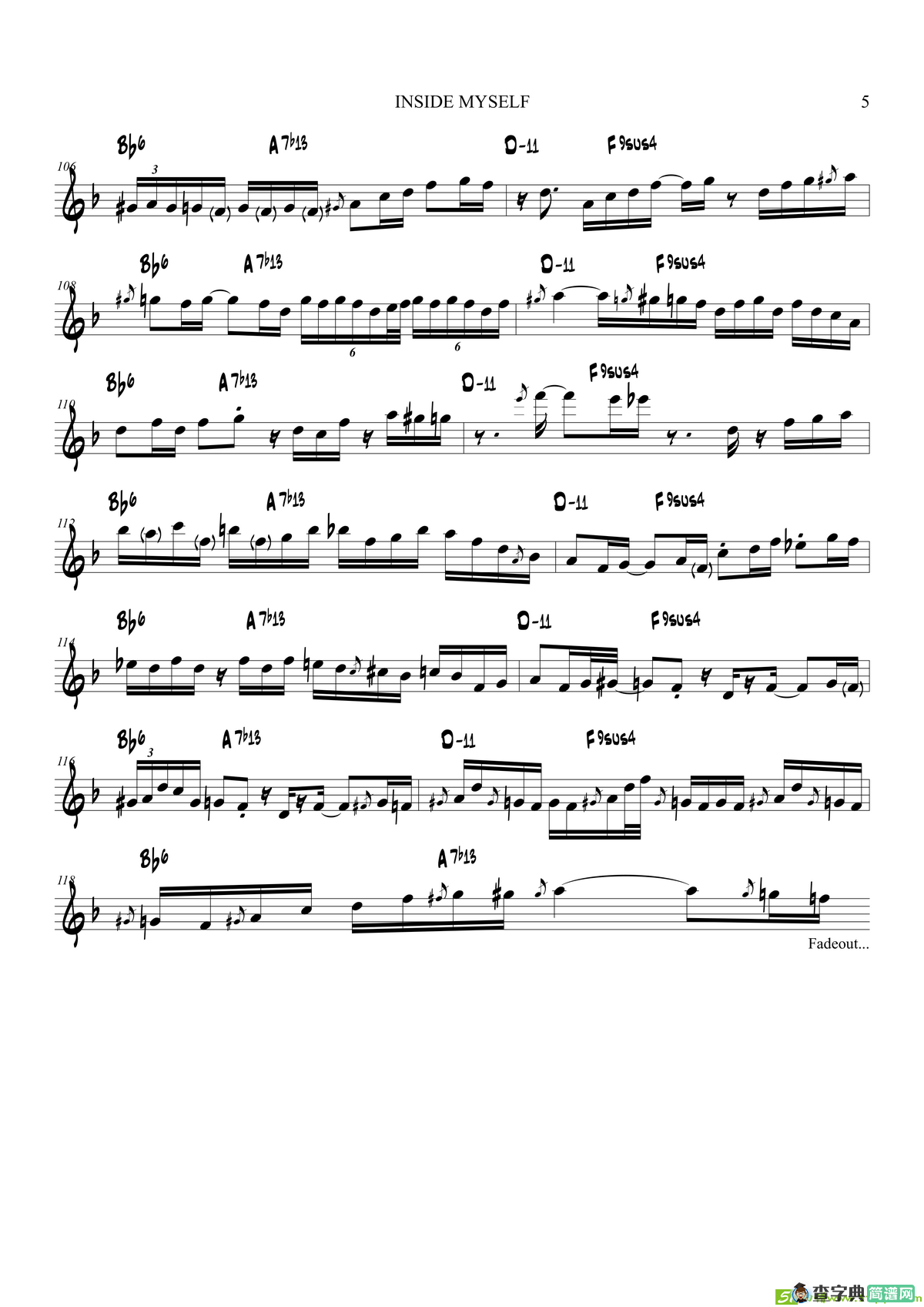 InsideMyself（高音萨克斯）萨克斯谱