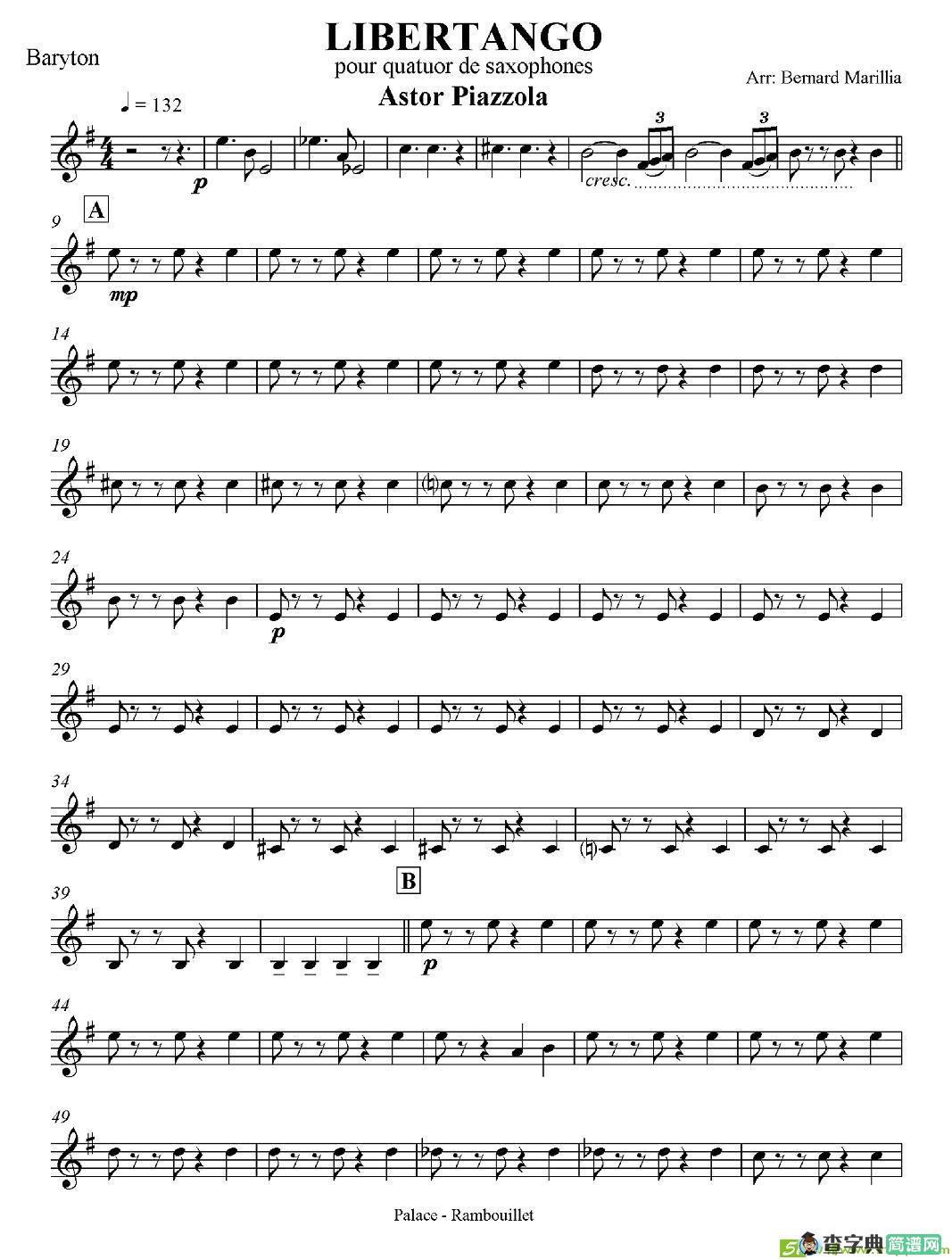 LIBERTANGO萨克斯谱(皮耶左拉作曲)