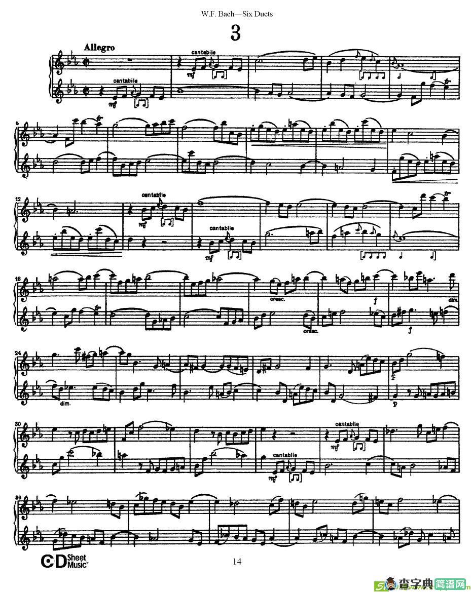 Six Duets萨克斯谱(W.F.巴赫作曲)