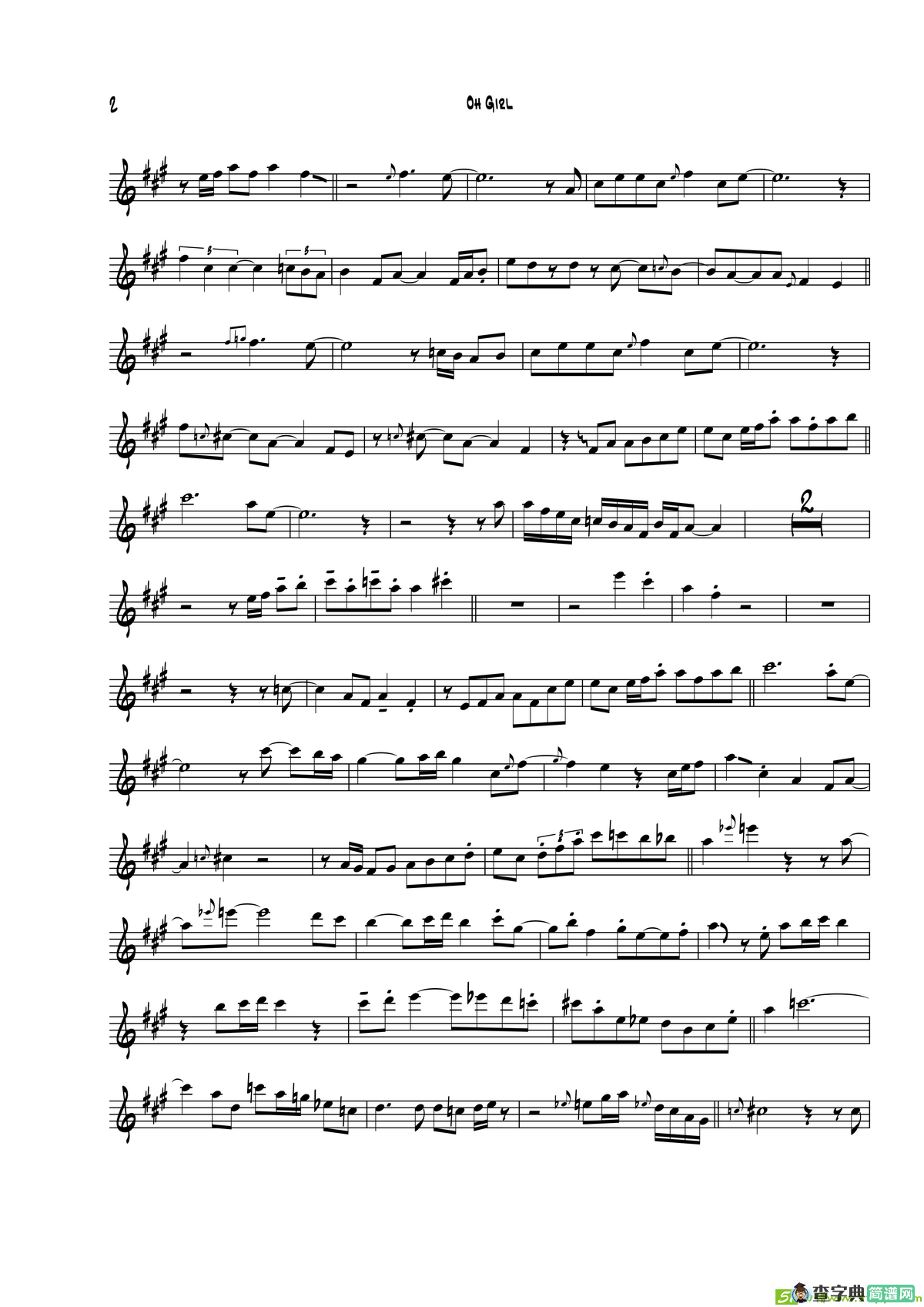 OhGirl（中音萨克斯）萨克斯谱