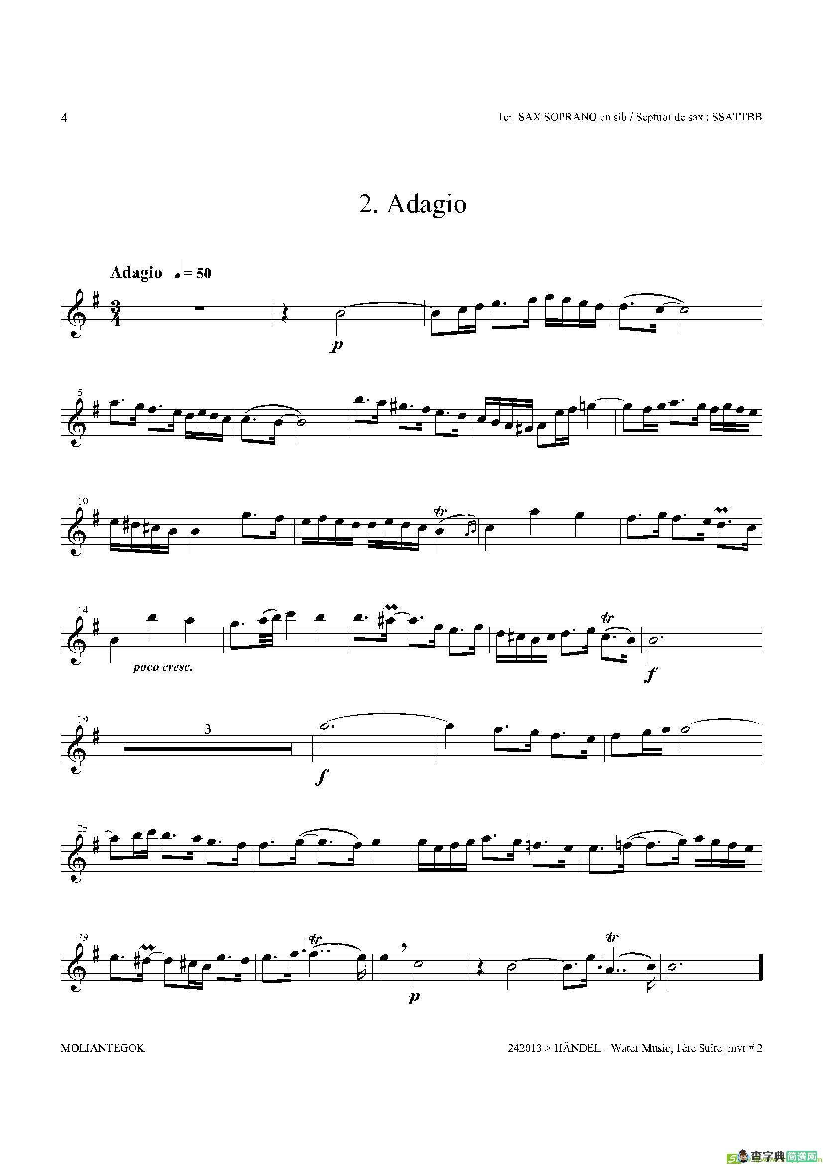 WaterMusic（HWV.348No.1）（第一高音萨克斯）萨克斯谱