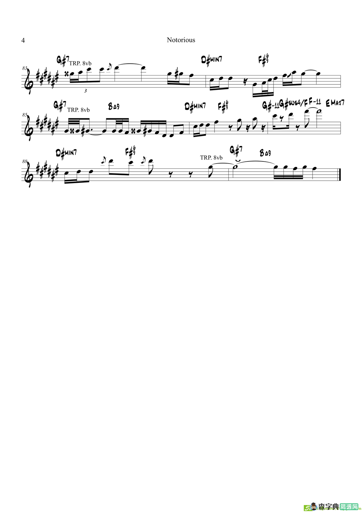 Notorious（次中音萨克斯）萨克斯谱