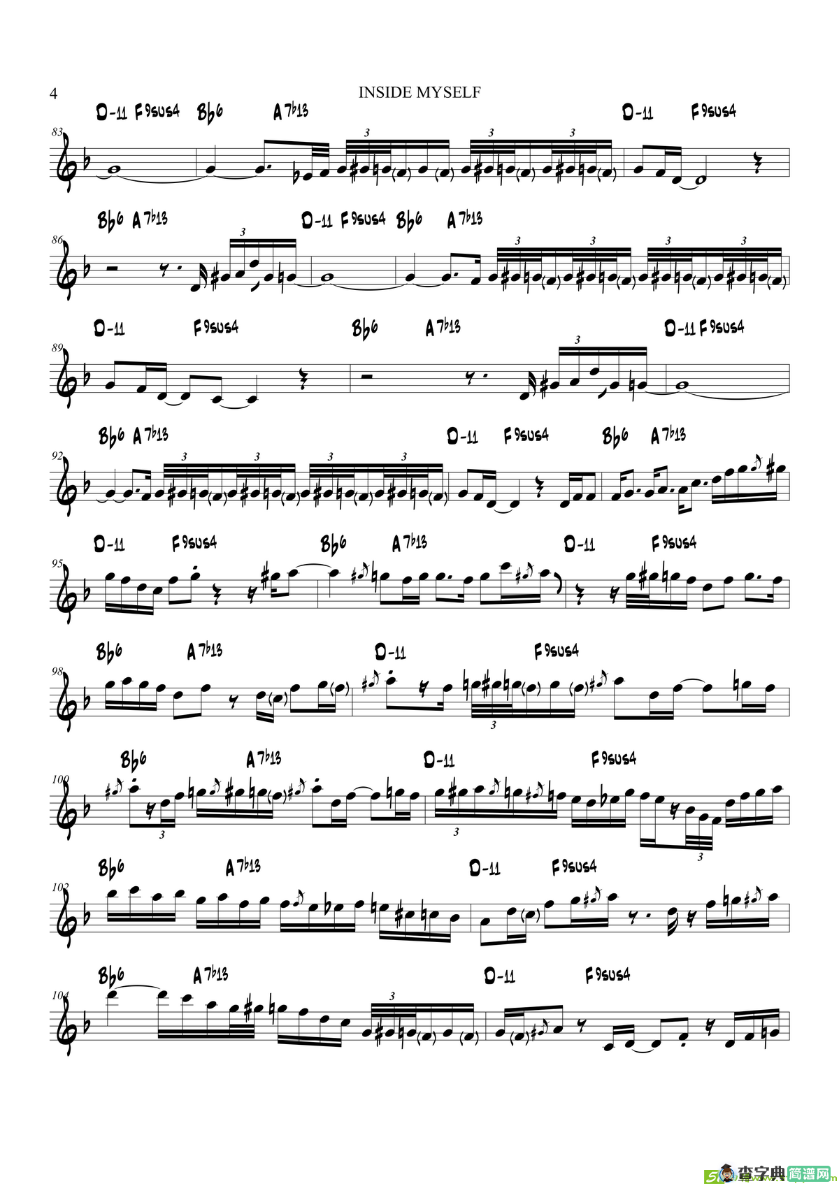 InsideMyself（高音萨克斯）萨克斯谱