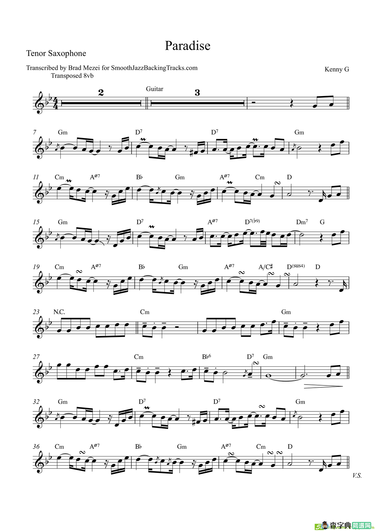 Paradise（次中音萨克斯）萨克斯谱
