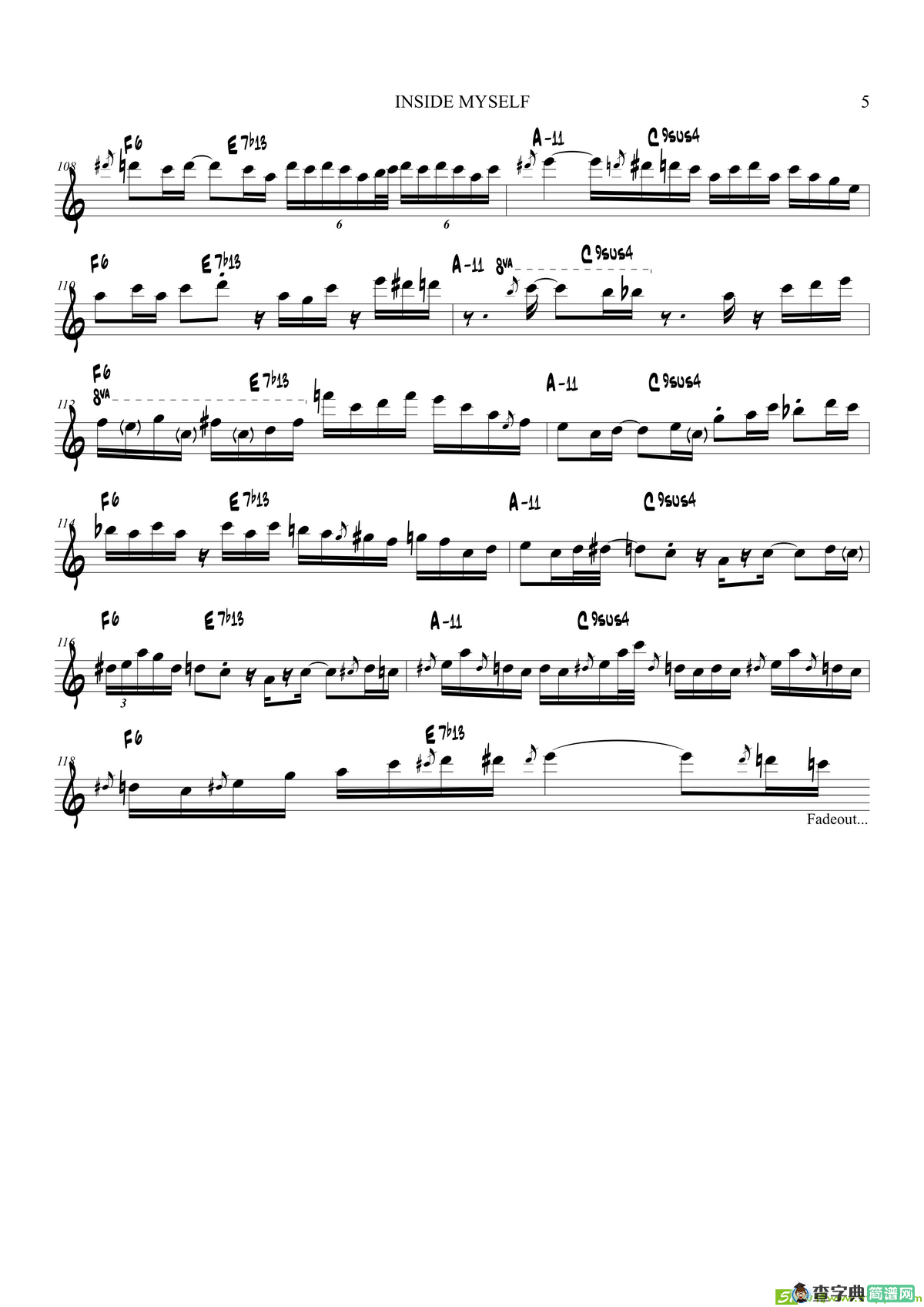 InsideMyself（中音萨克斯）萨克斯谱