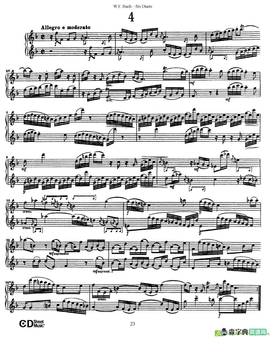 Six Duets萨克斯谱(W.F.巴赫作曲)