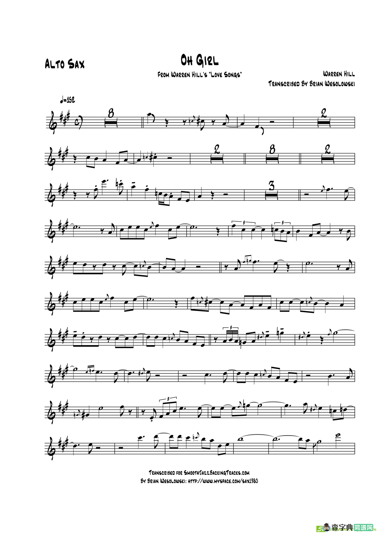 OhGirl（中音萨克斯）萨克斯谱