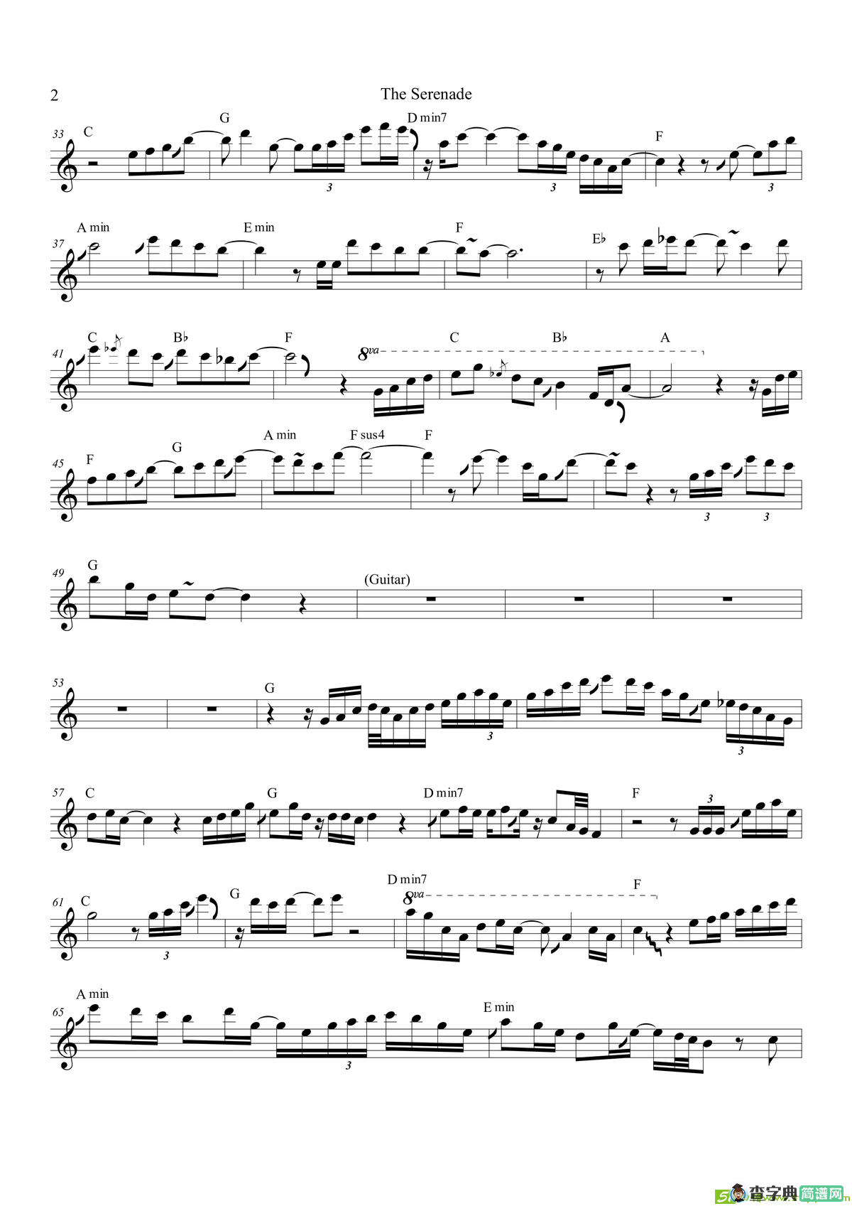 TheSerenade（次中音萨克斯）萨克斯谱