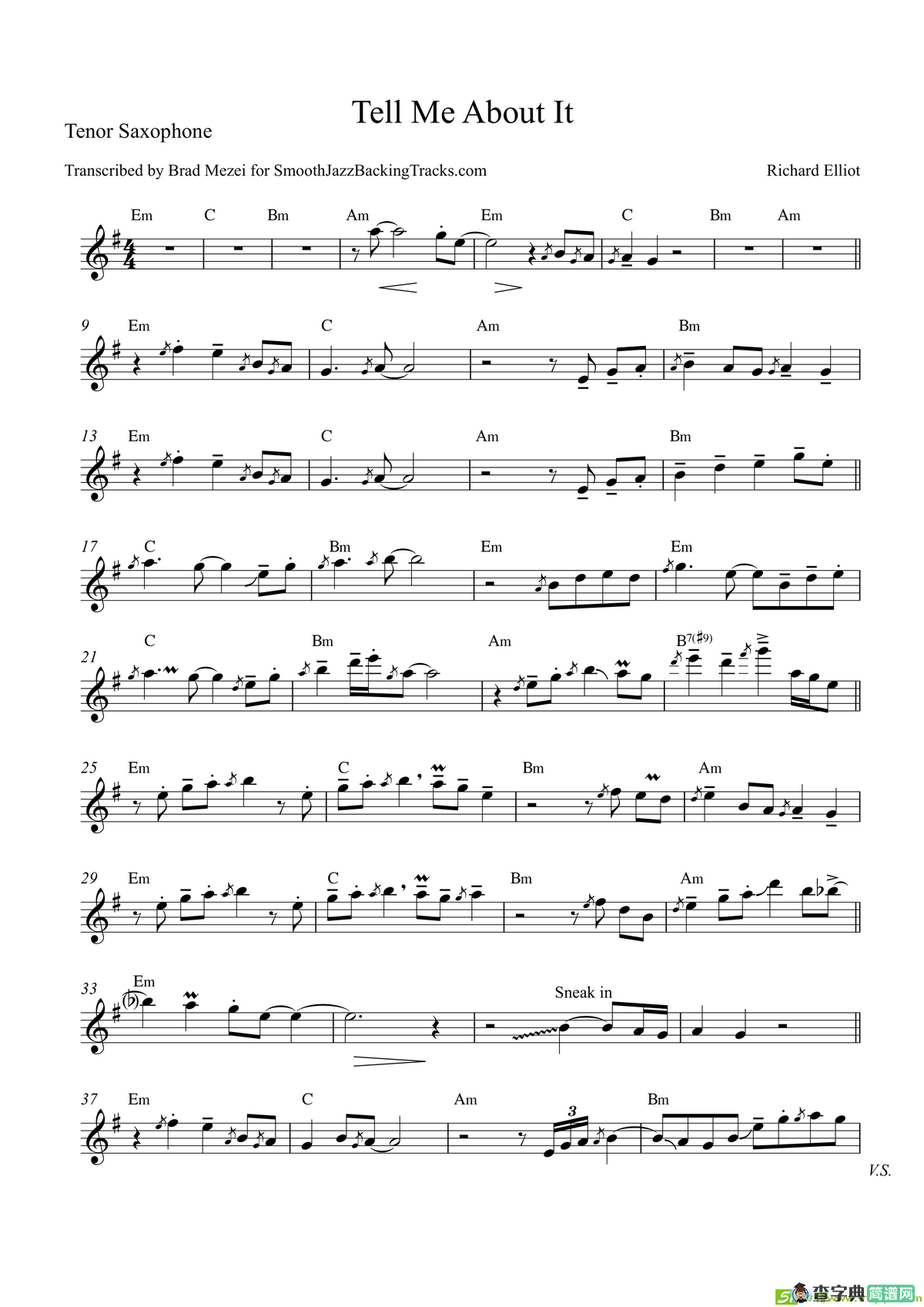 TellMeAboutIt（次中音萨克斯）萨克斯谱