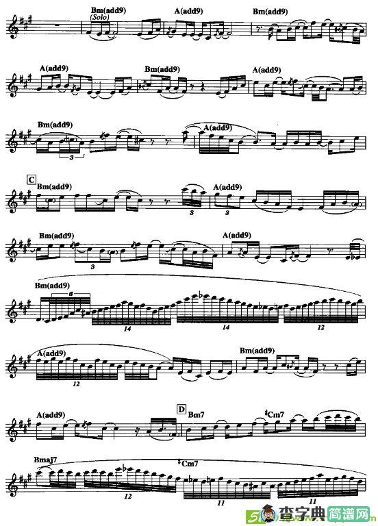 鸟鸣萨克斯曲谱(肯尼·G作曲)