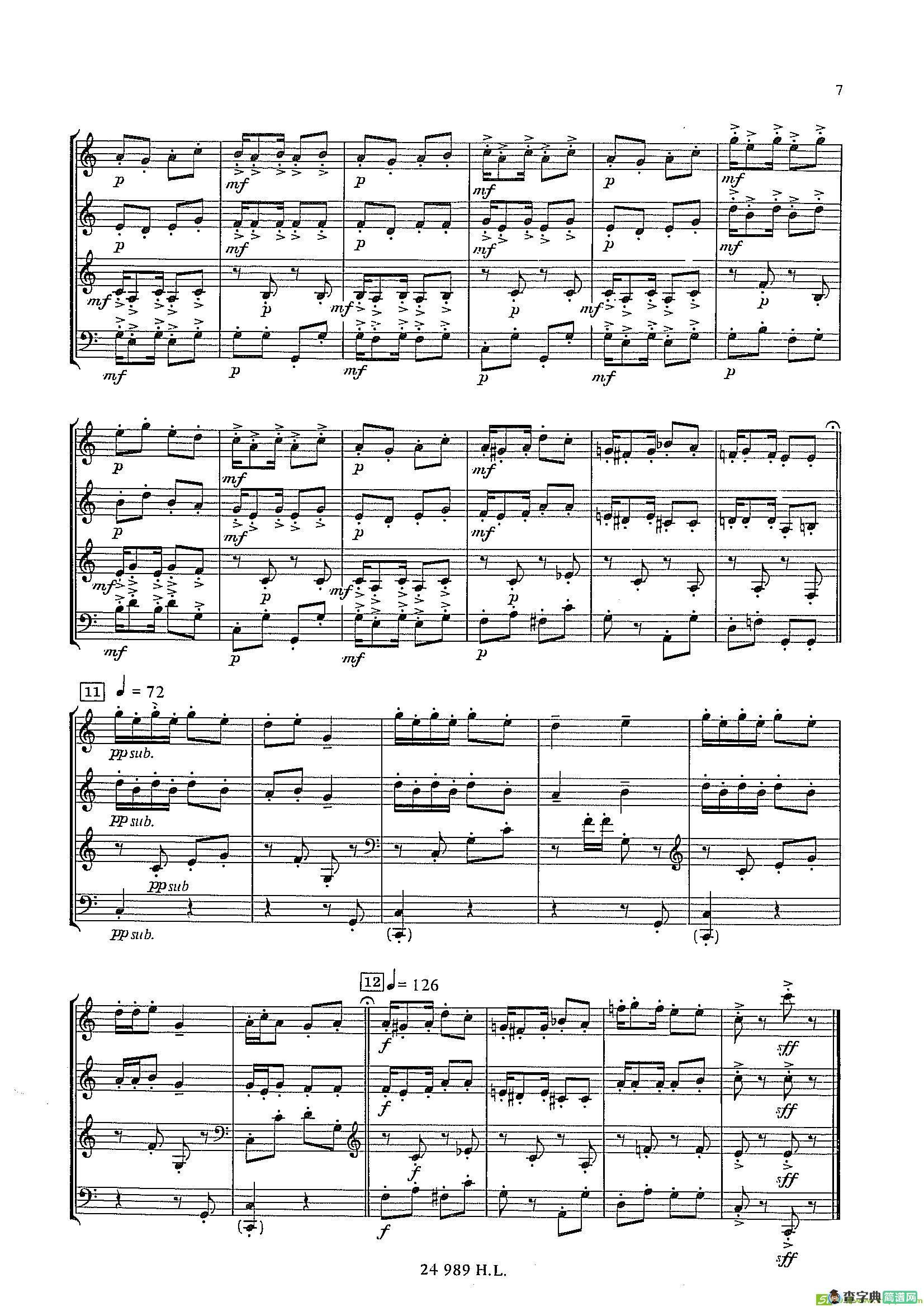 ChineseRag（四重奏总谱+分谱）萨克斯谱
