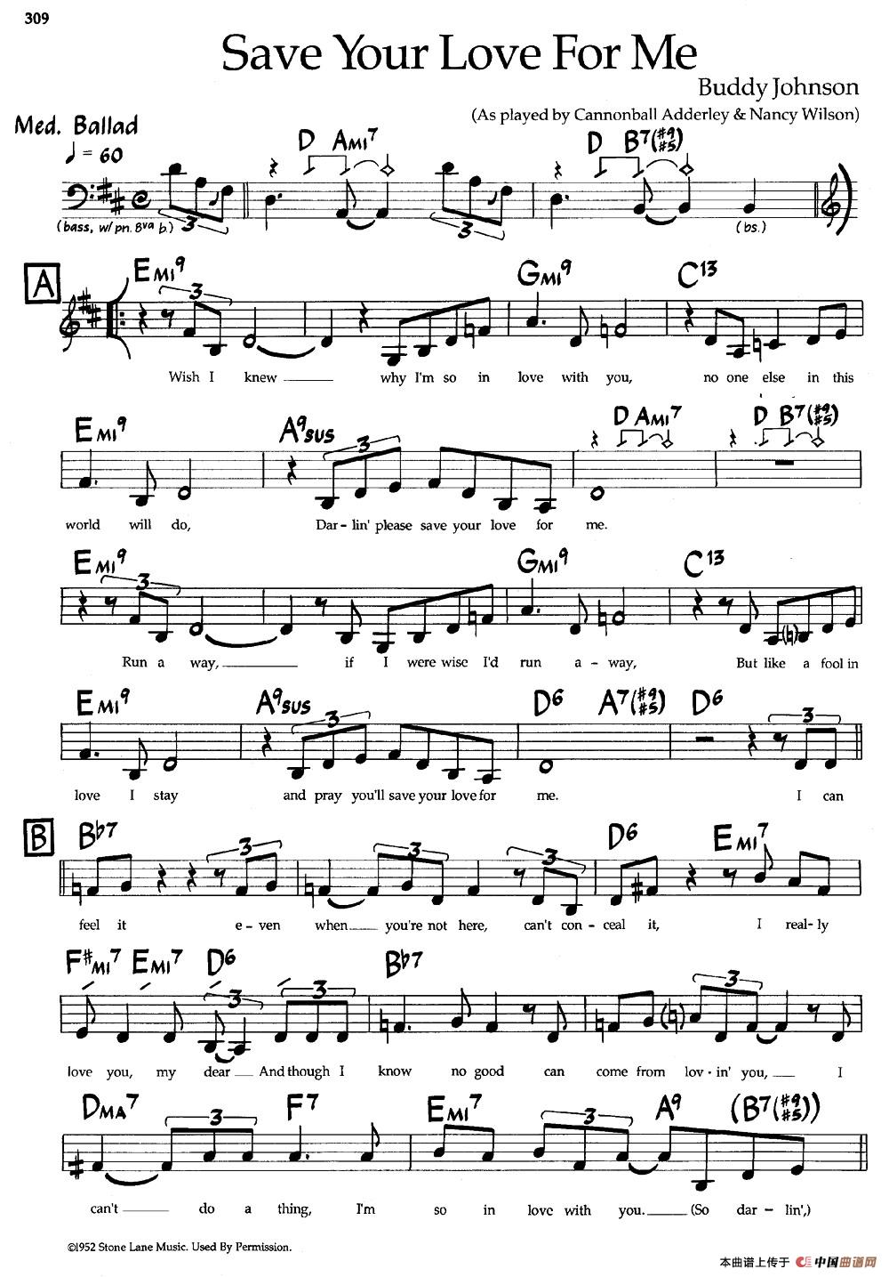 Save Your Love For Me（爵士钢琴曲）钢琴谱
