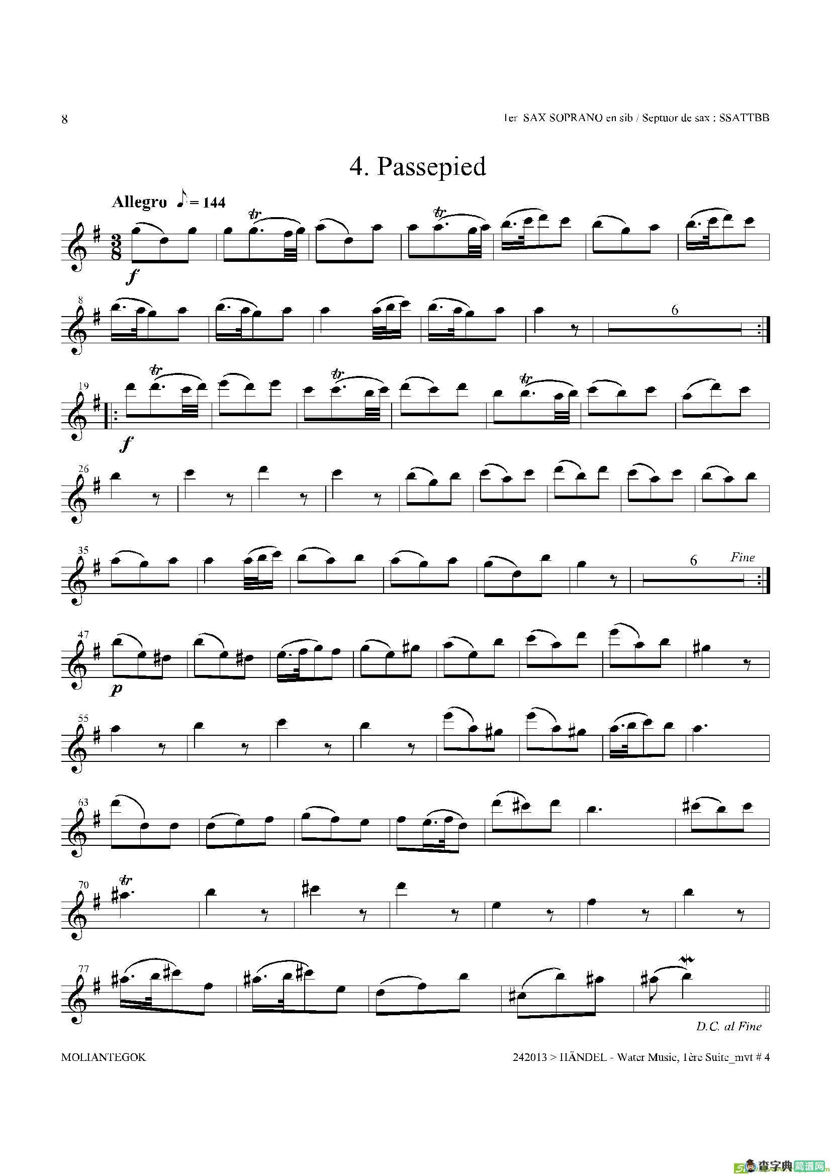 WaterMusic（HWV.348No.1）（第一高音萨克斯）萨克斯谱
