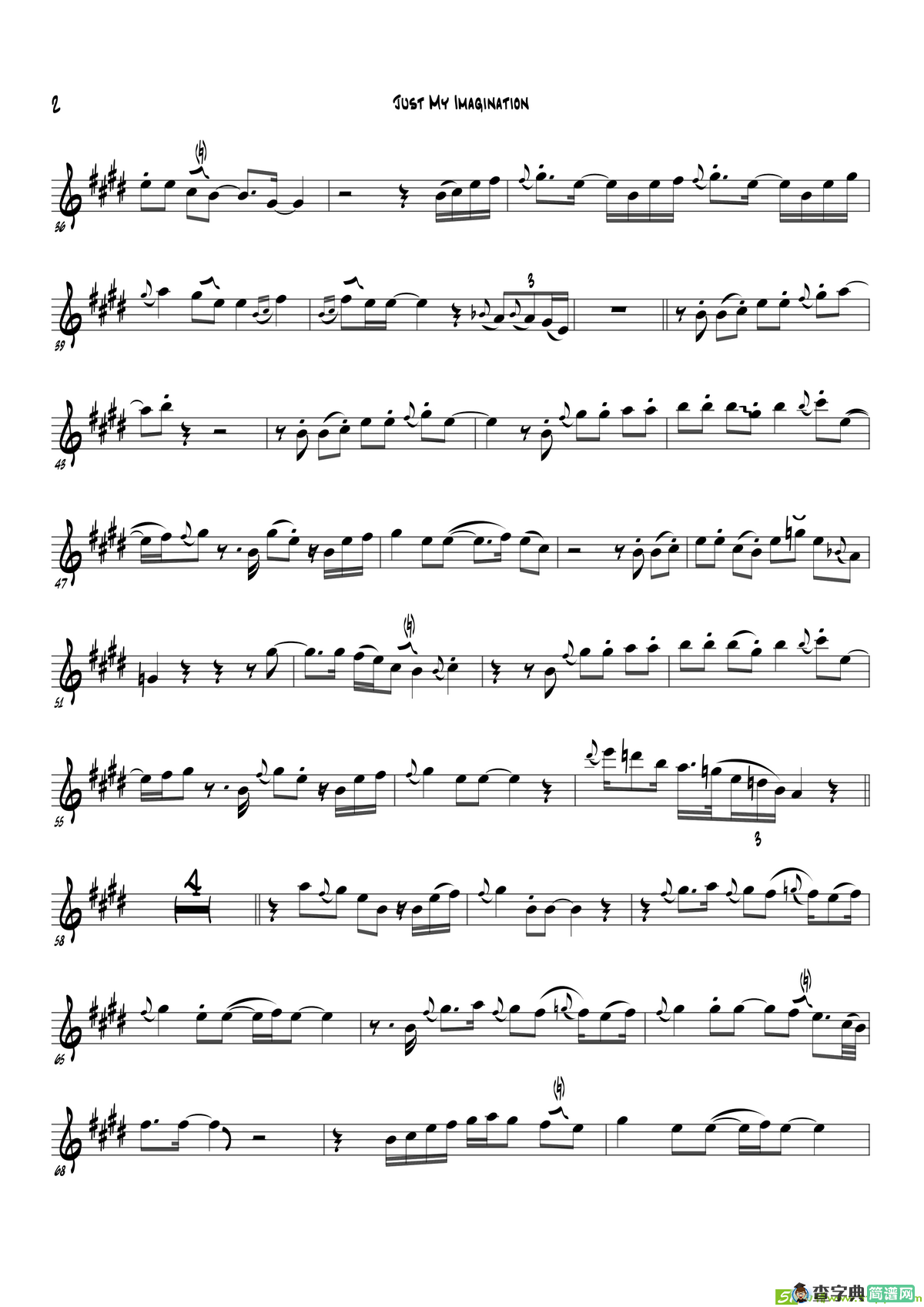 JustMyImagination（次中音萨克斯）萨克斯谱