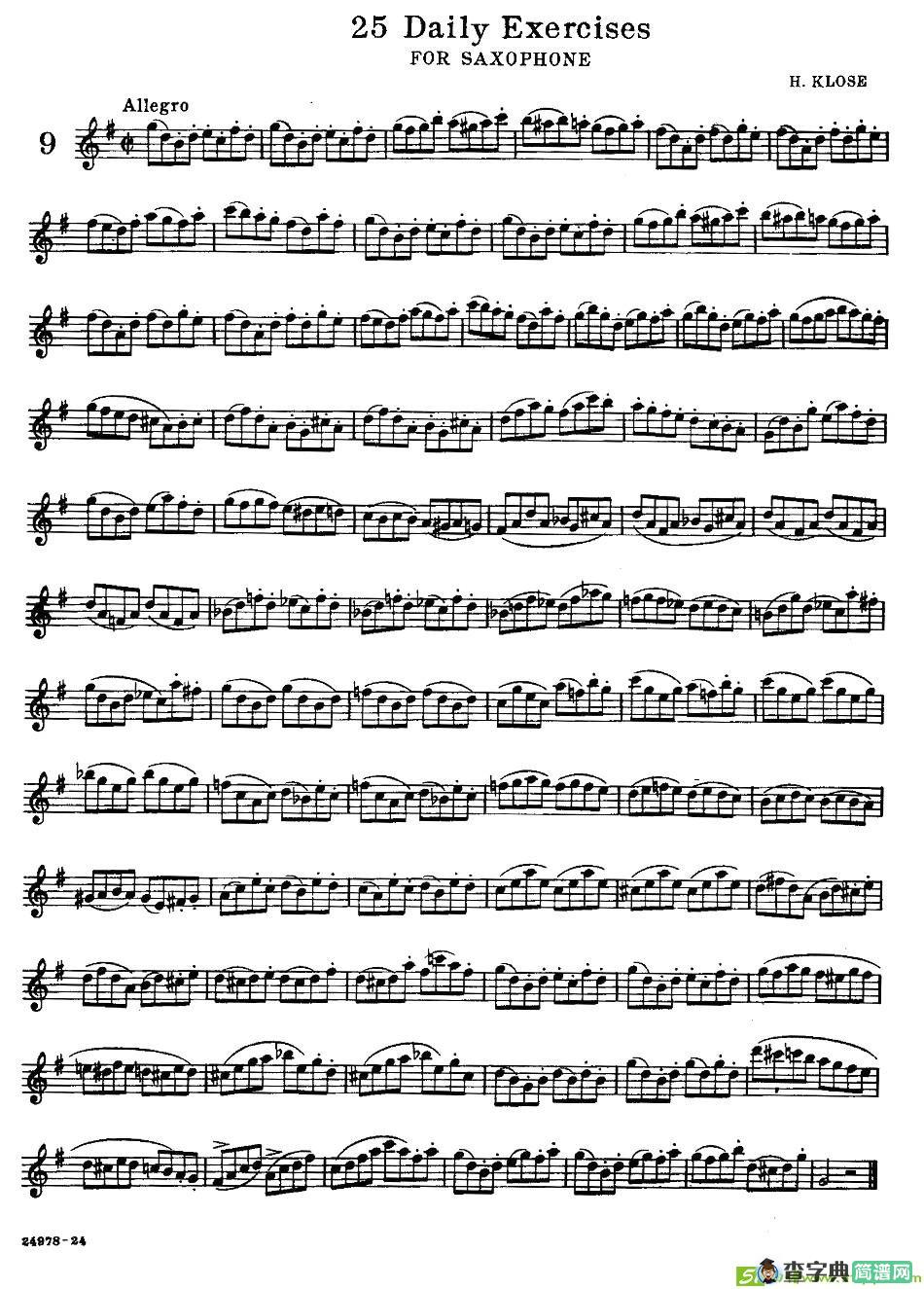 klose - 25首萨克斯练习曲萨克斯谱