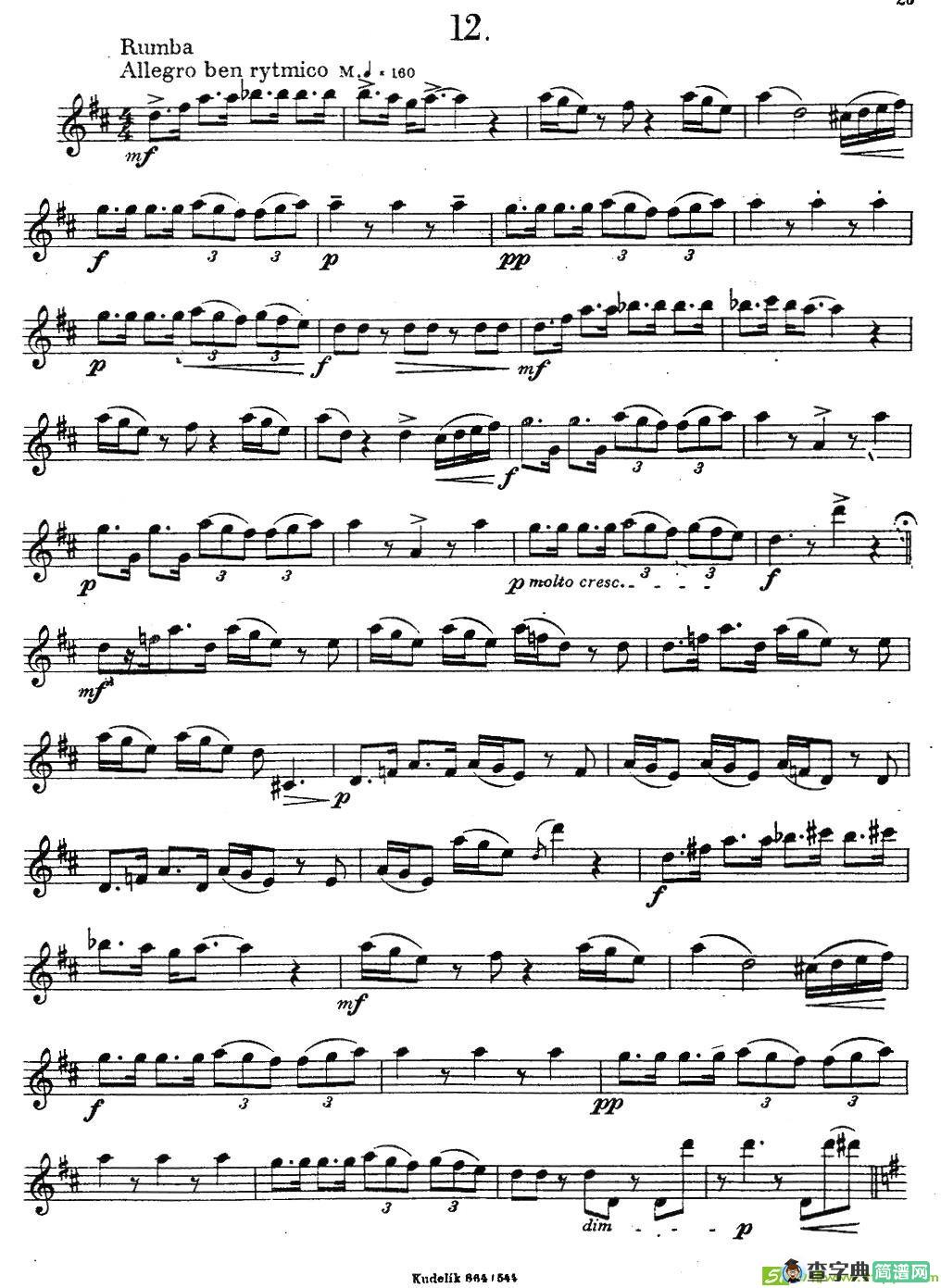 奇特克-萨克斯练习曲之12萨克斯谱