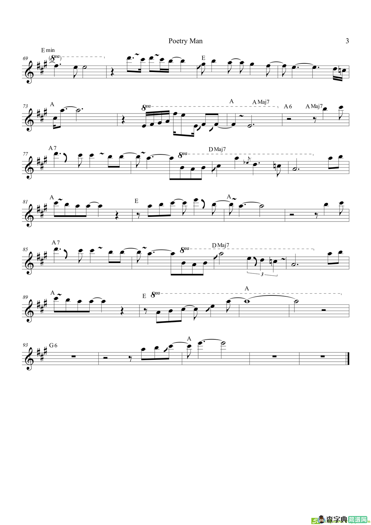 PoetryMan（中音萨克斯）萨克斯谱