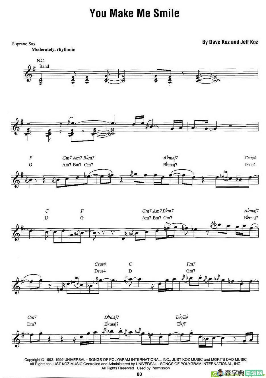 You Make Me Smile萨克斯谱(Dave作曲)