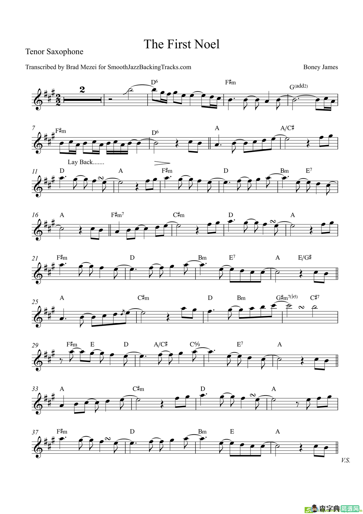 TheFirstNoel（次中音萨克斯）萨克斯谱