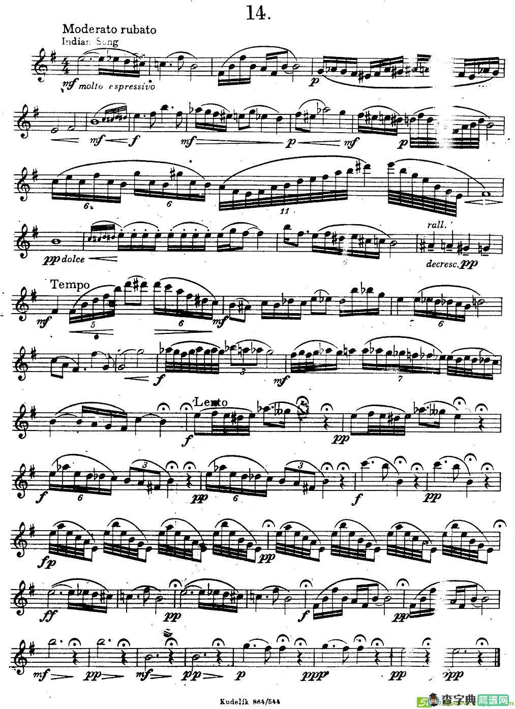 奇特克-萨克斯练习曲之14萨克斯谱