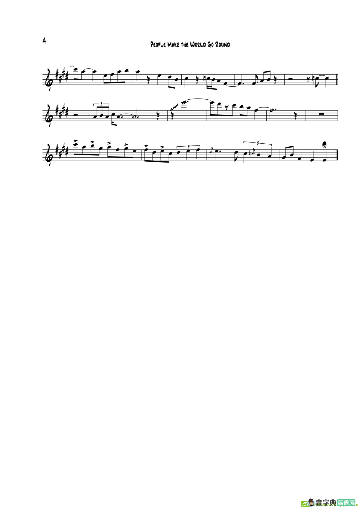 PeopleMakeTheWorldGoRound（次中音萨克斯）萨克斯谱