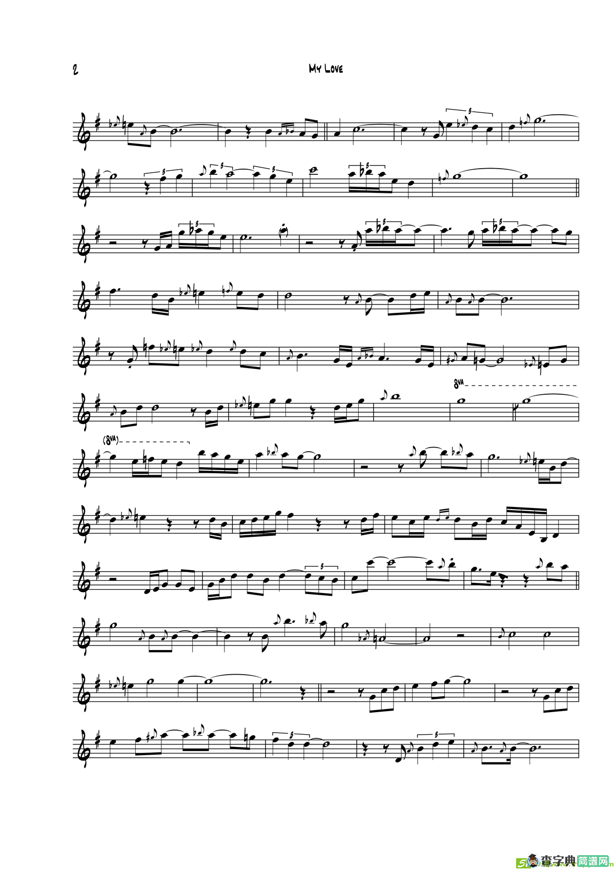 MyLove（次中音萨克斯）萨克斯谱