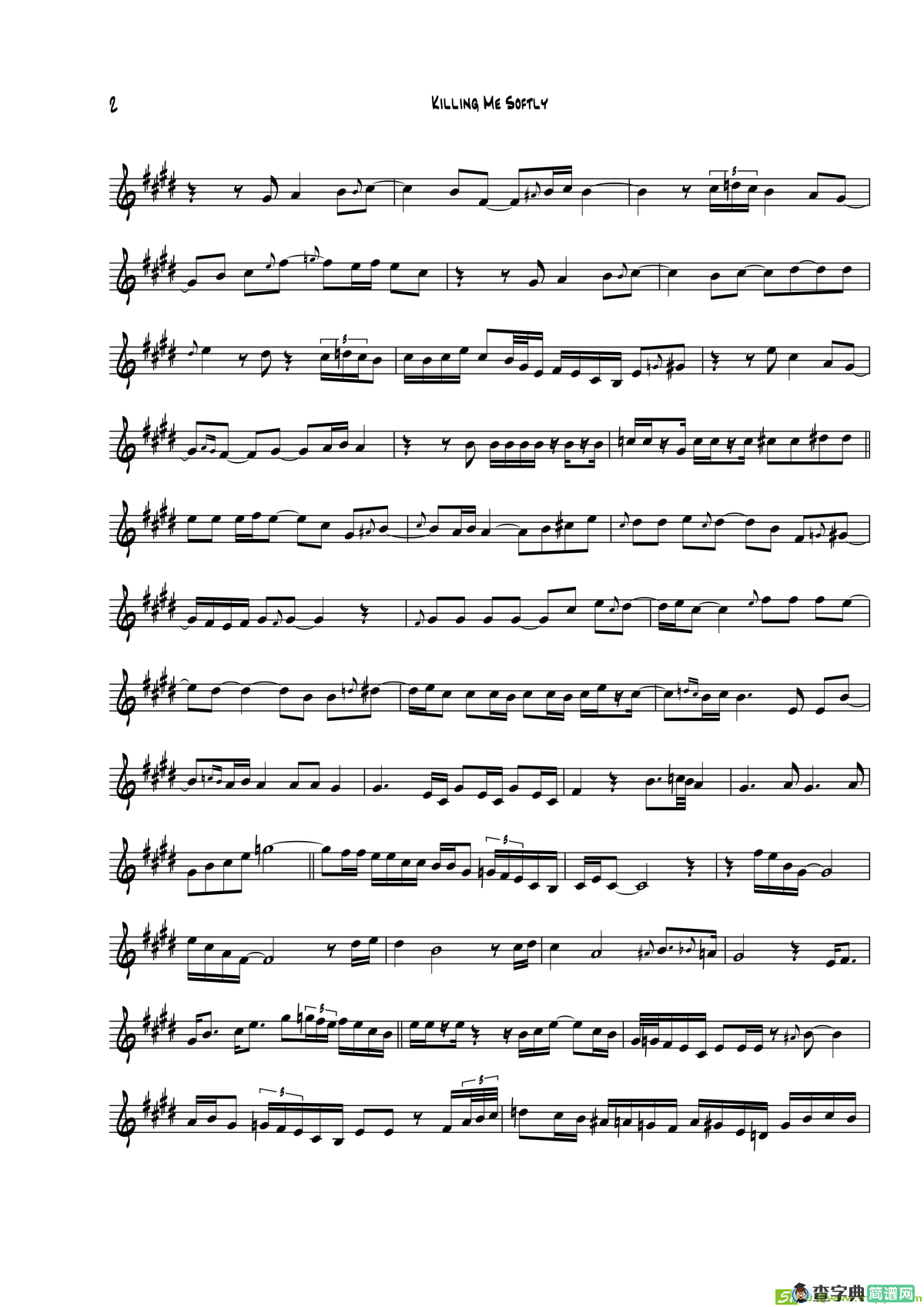 KillingMeSoftly（中音萨克斯）萨克斯谱