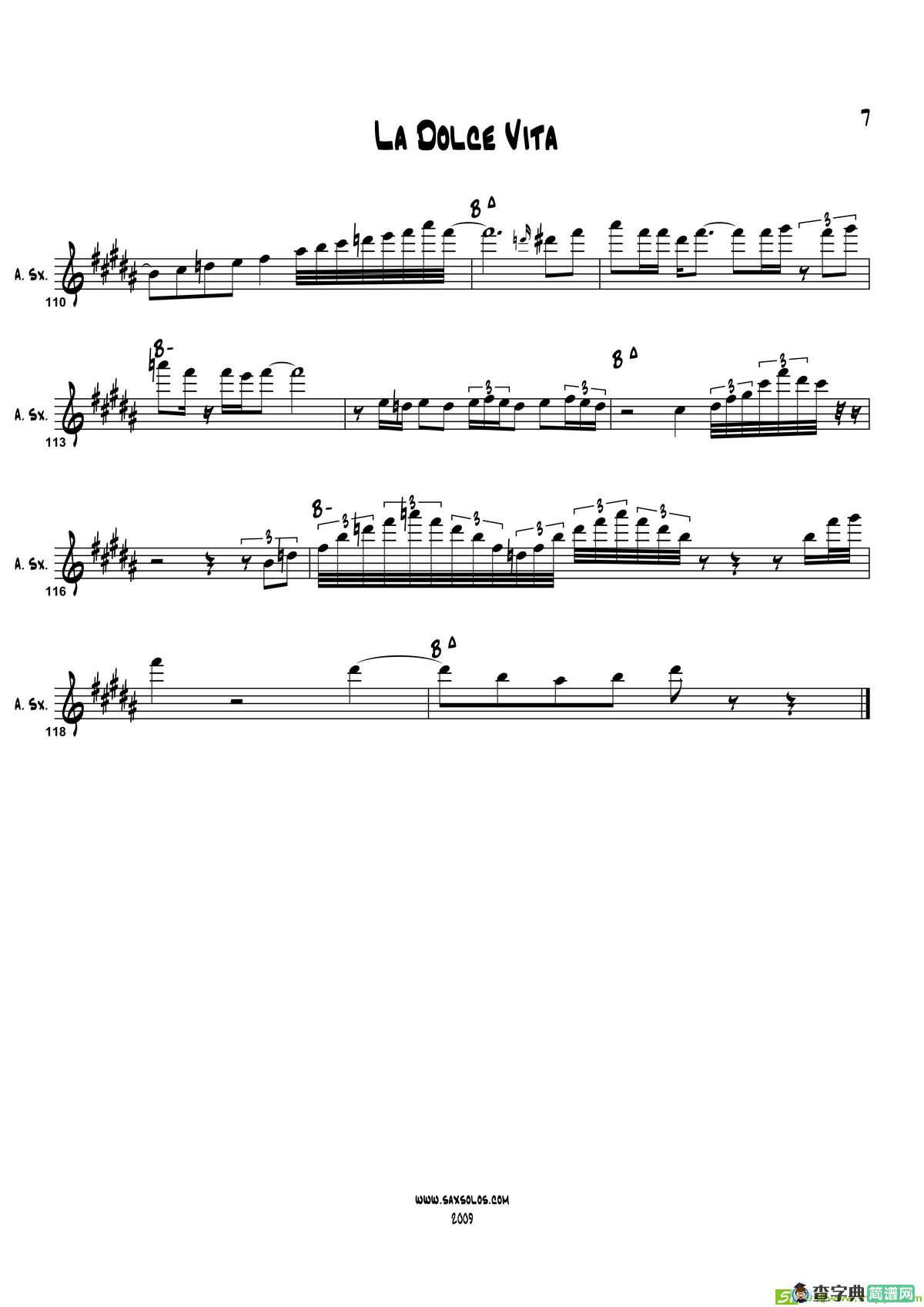 LaDolceVita（中音萨克斯）萨克斯谱