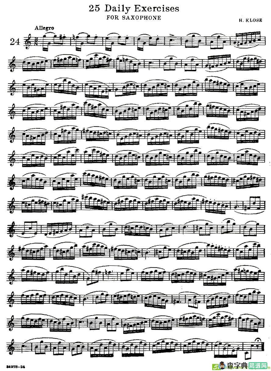 25 Daily Exercises 之24萨克斯谱(H·klose作曲)