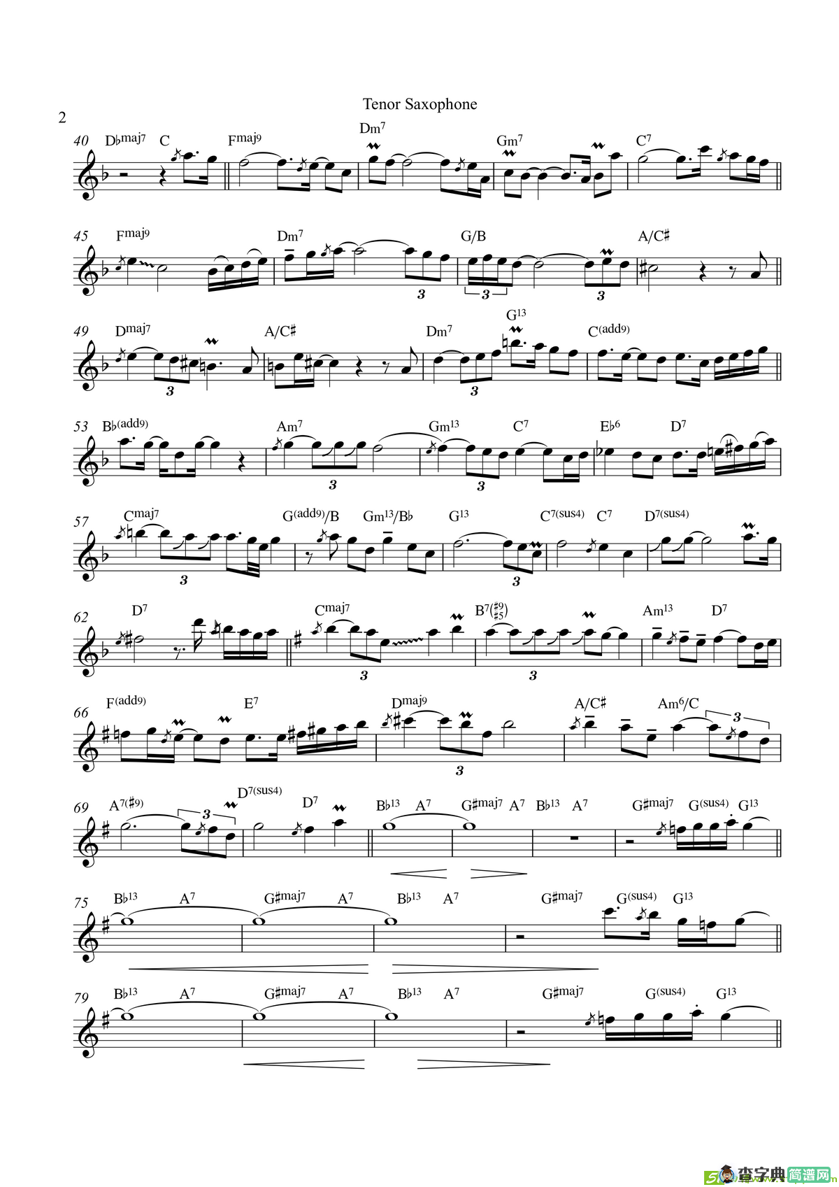 Overjoyed（次中音萨克斯）萨克斯谱
