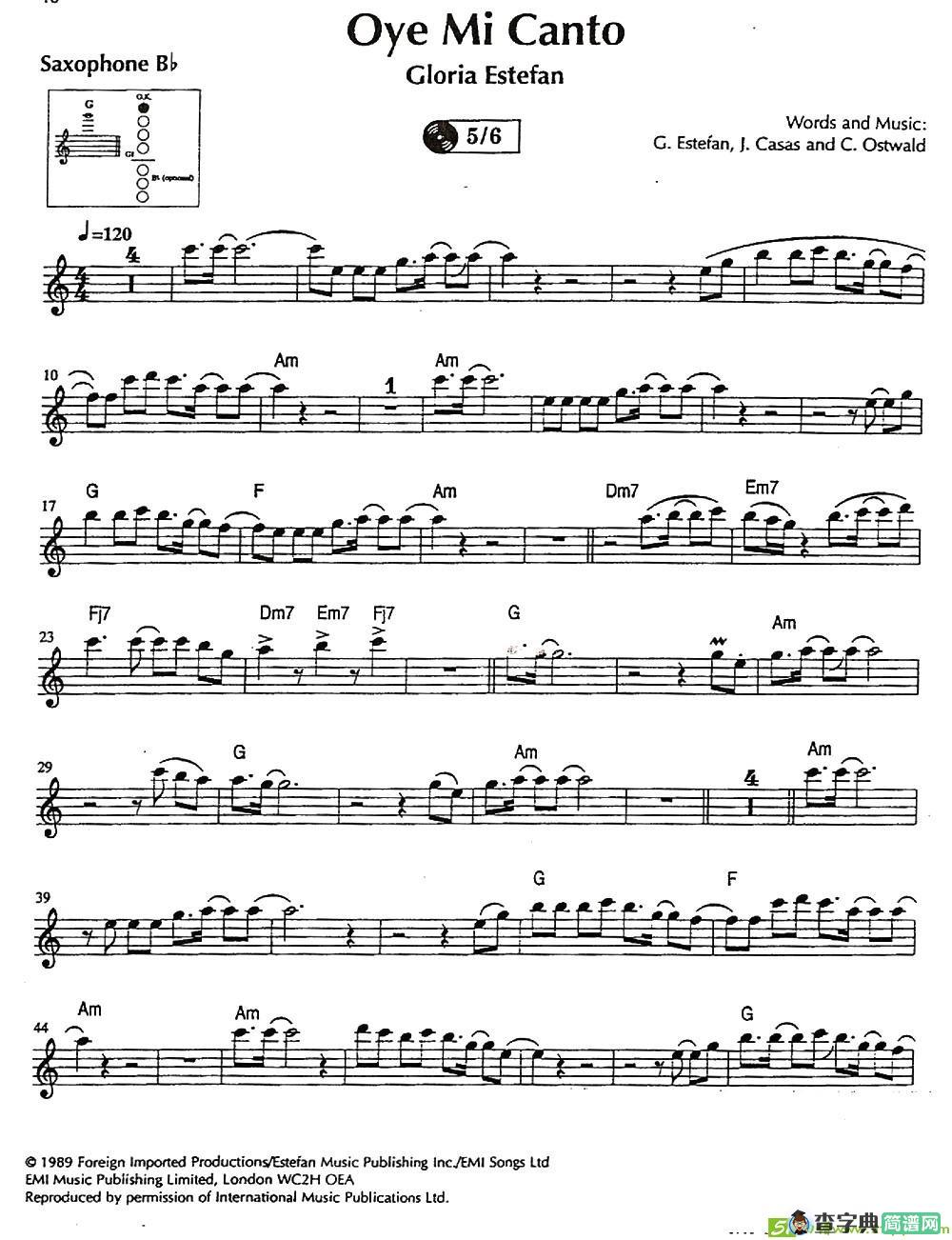 Oye Mi Canto萨克斯谱