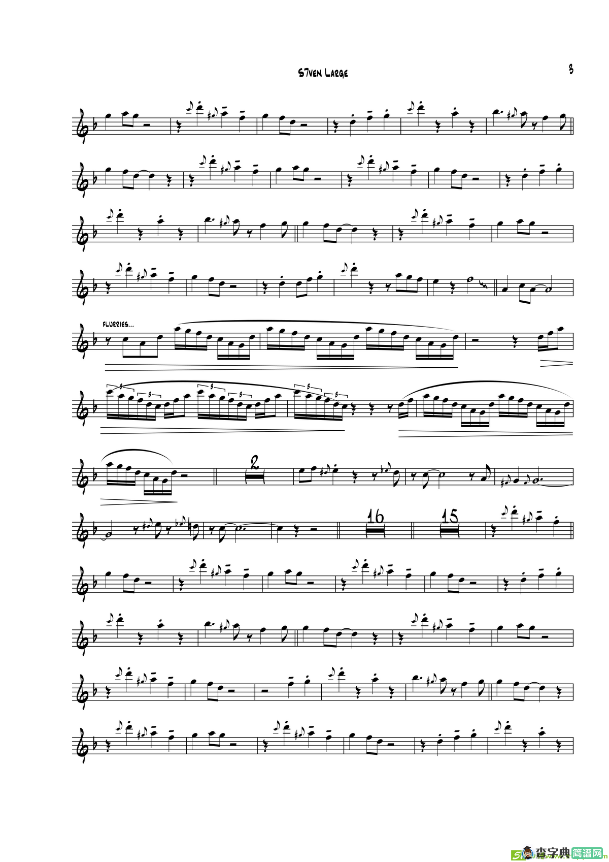 S7evenLarge（次中音萨克斯）萨克斯谱
