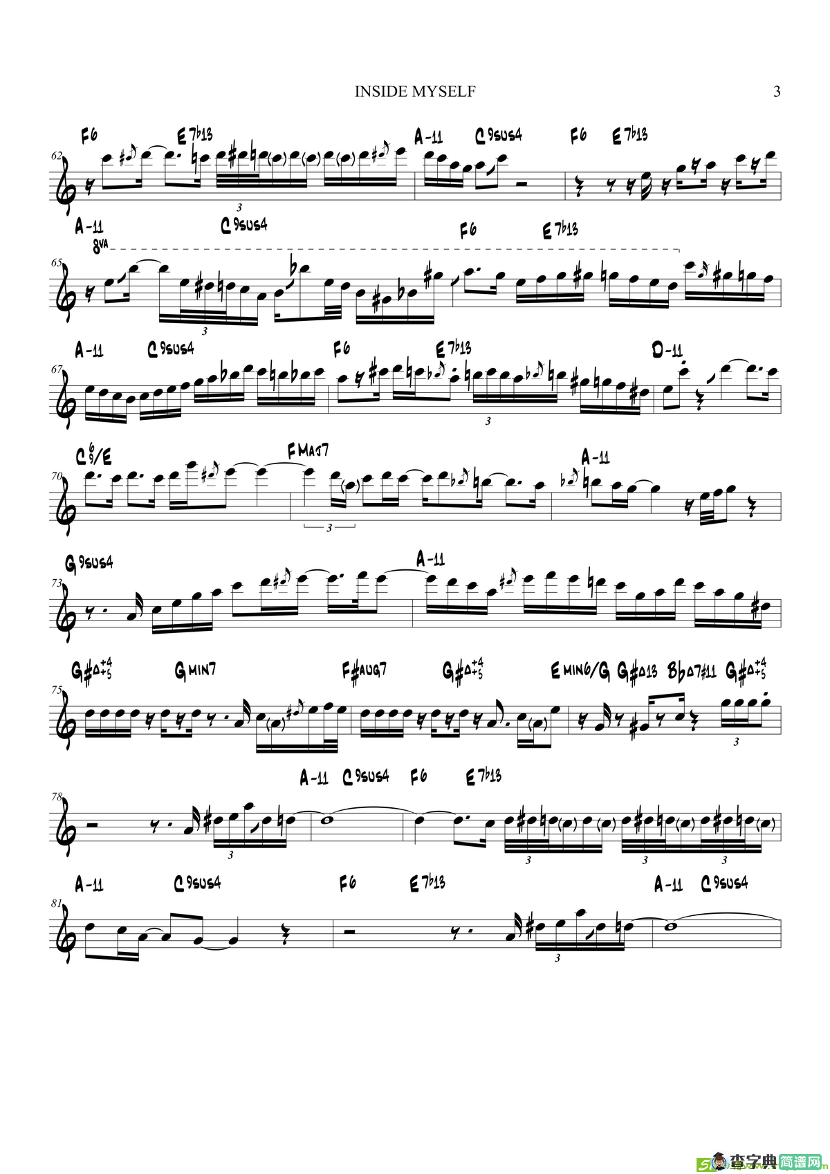 InsideMyself（中音萨克斯）萨克斯谱