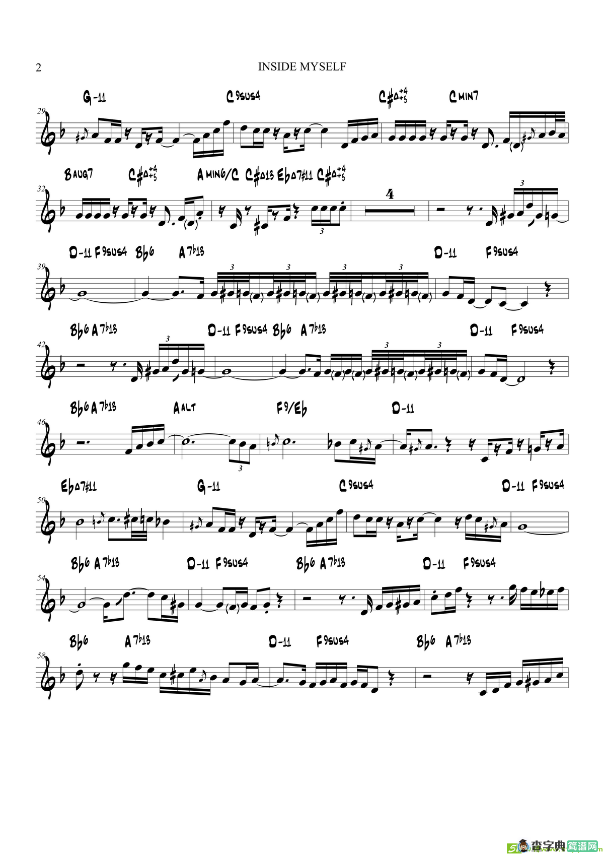InsideMyself（高音萨克斯）萨克斯谱