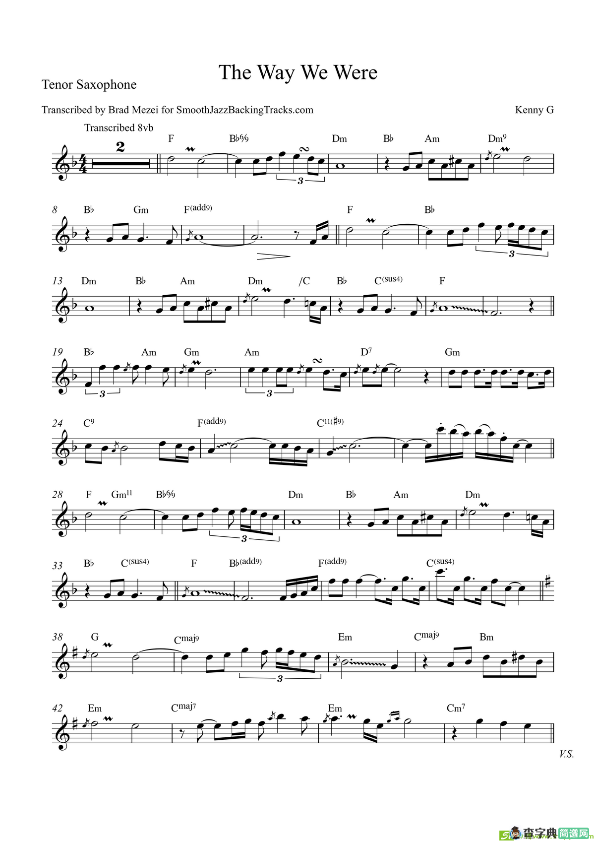 TheWayWeWere（次中音萨克斯）萨克斯谱