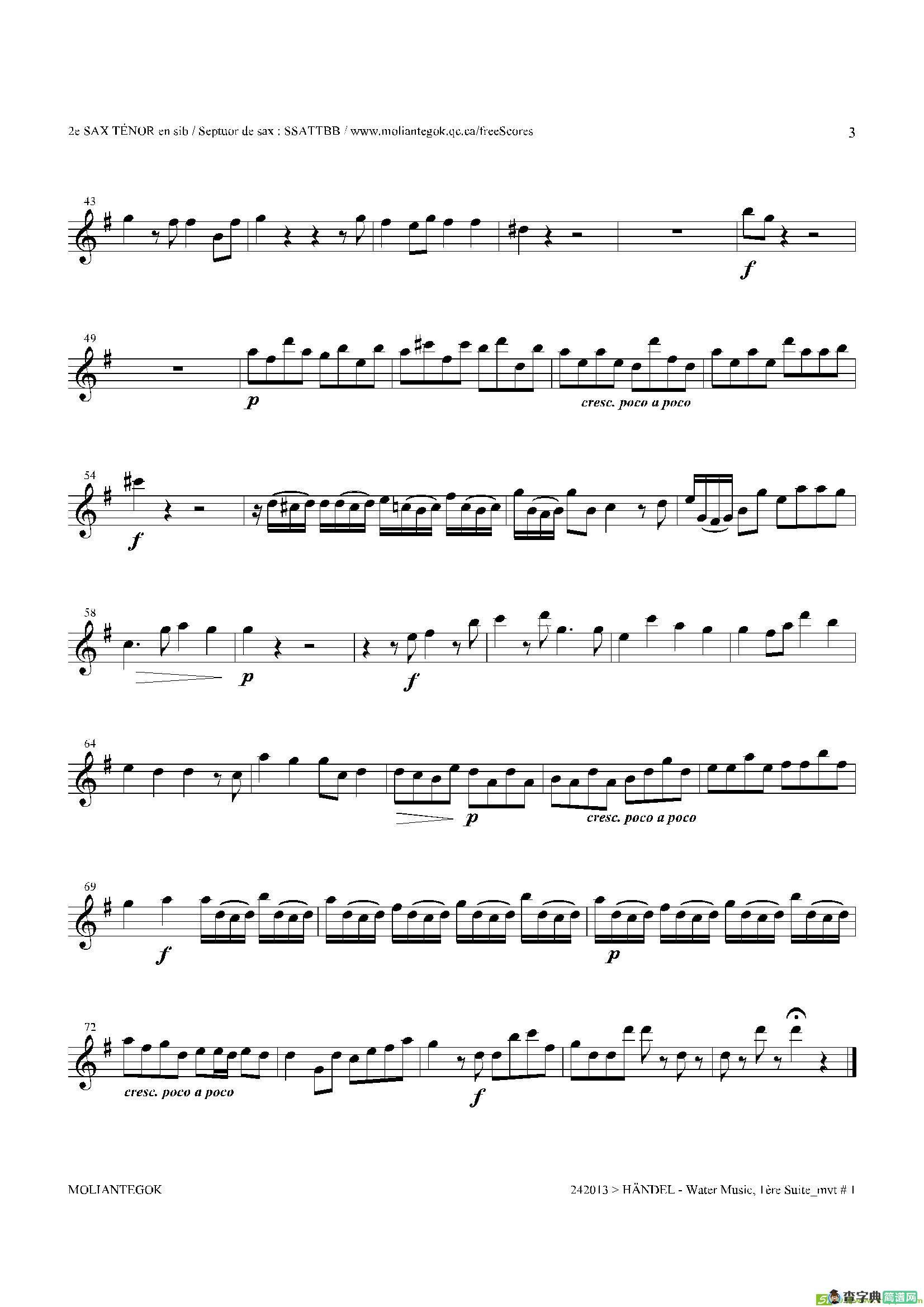 WaterMusic（HWV.348No.1）（第二次中音萨克斯）萨克斯谱
