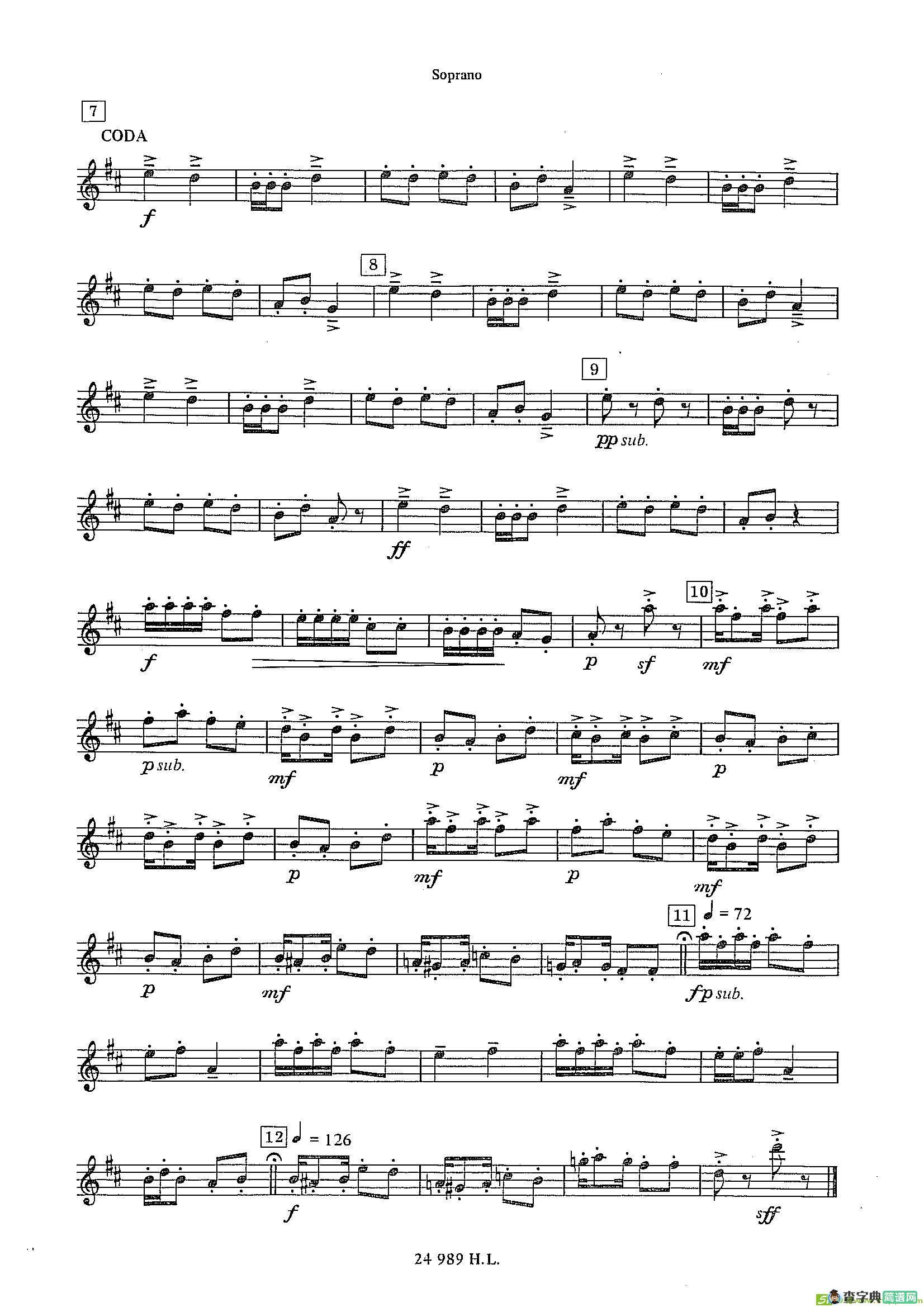 ChineseRag（四重奏总谱+分谱）萨克斯谱