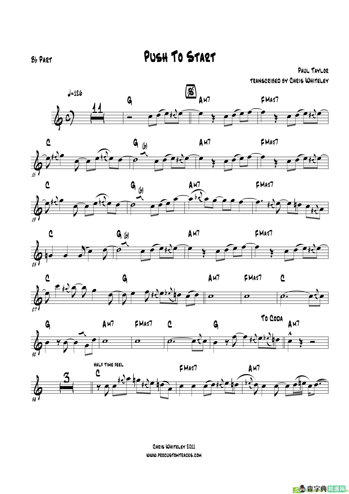 PushToStart（BbPart）萨克斯谱