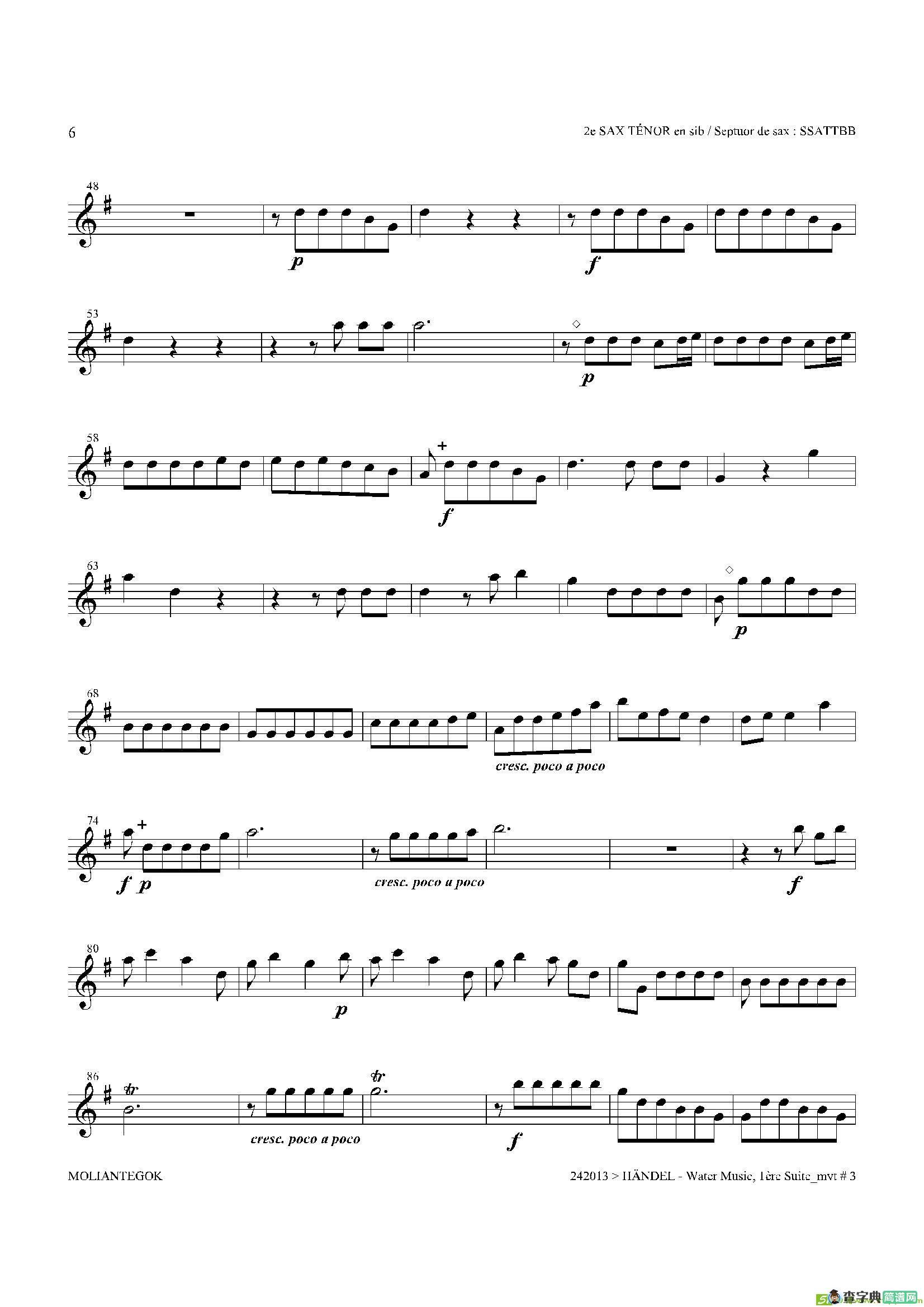WaterMusic（HWV.348No.1）（第二次中音萨克斯）萨克斯谱