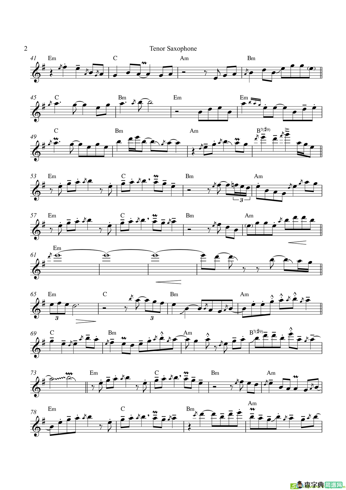 TellMeAboutIt（次中音萨克斯）萨克斯谱