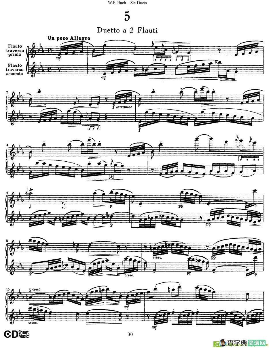 Six Duets萨克斯谱(W.F.巴赫作曲)