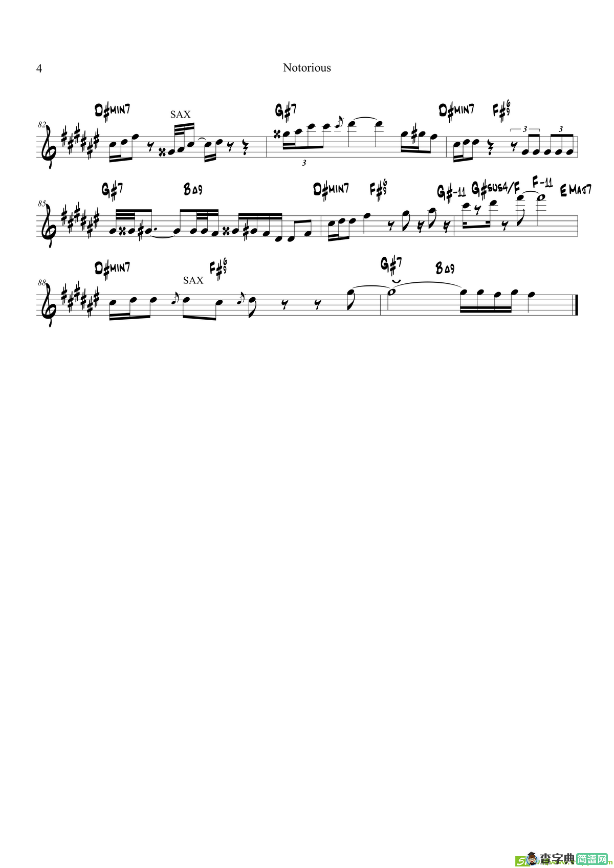 Notorious（TrumpetBb）萨克斯谱