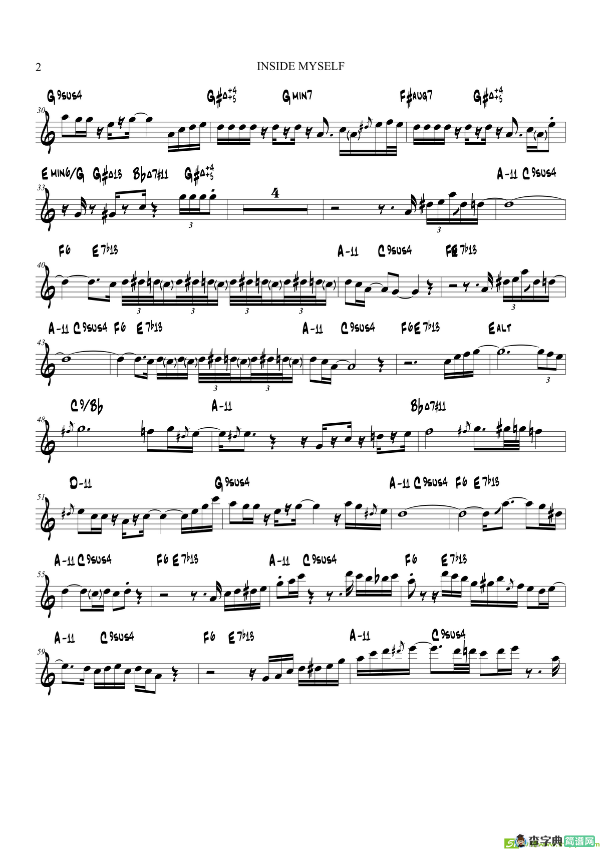 InsideMyself（中音萨克斯）萨克斯谱