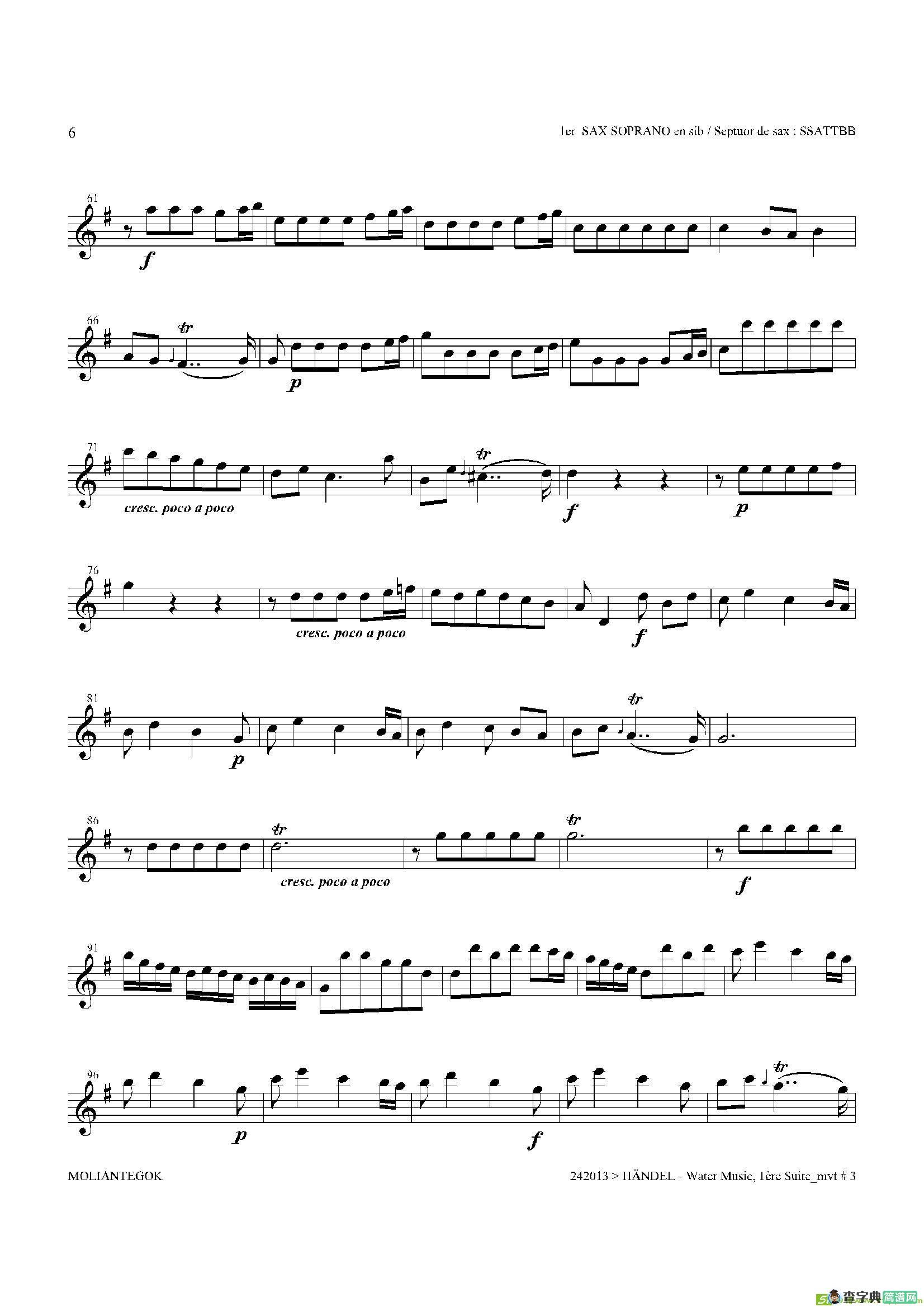 WaterMusic（HWV.348No.1）（第一高音萨克斯）萨克斯谱