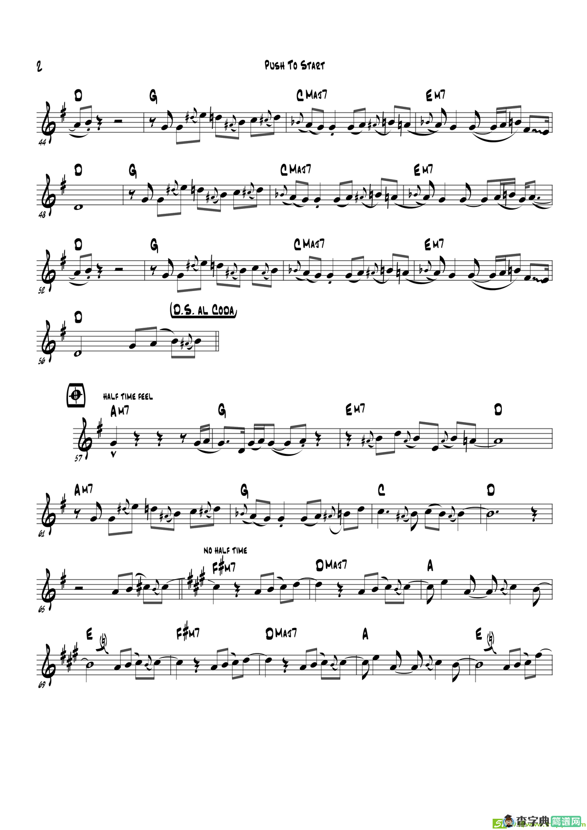 PushToStart（EbPart）萨克斯谱