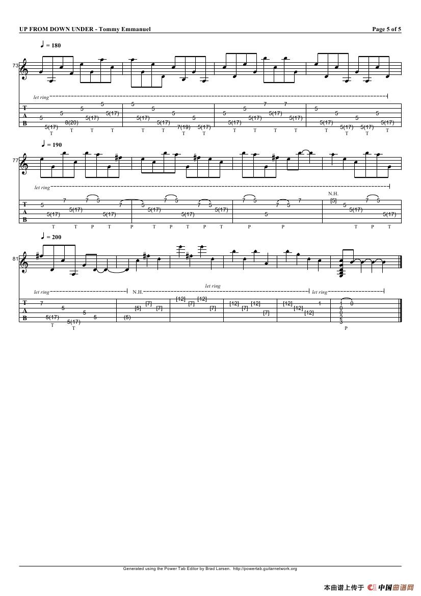 tommy emmanuel：up from down under（指弹吉它）吉他谱