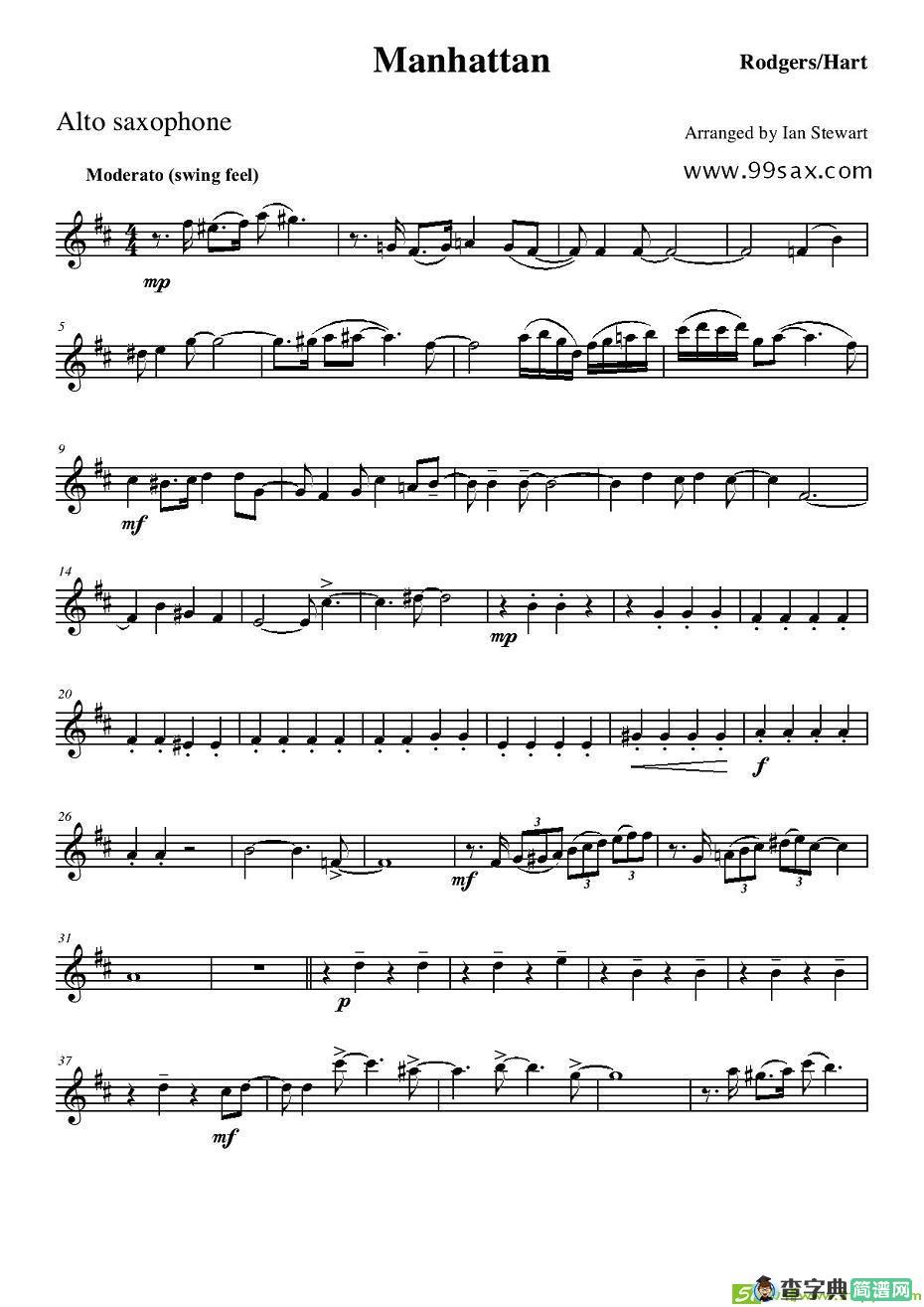 Manhattan Alto Sax萨克斯谱