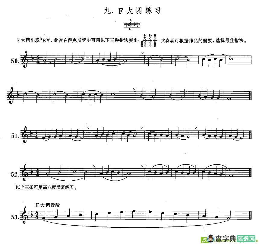 萨克斯练习曲合集F大调练习萨克斯谱